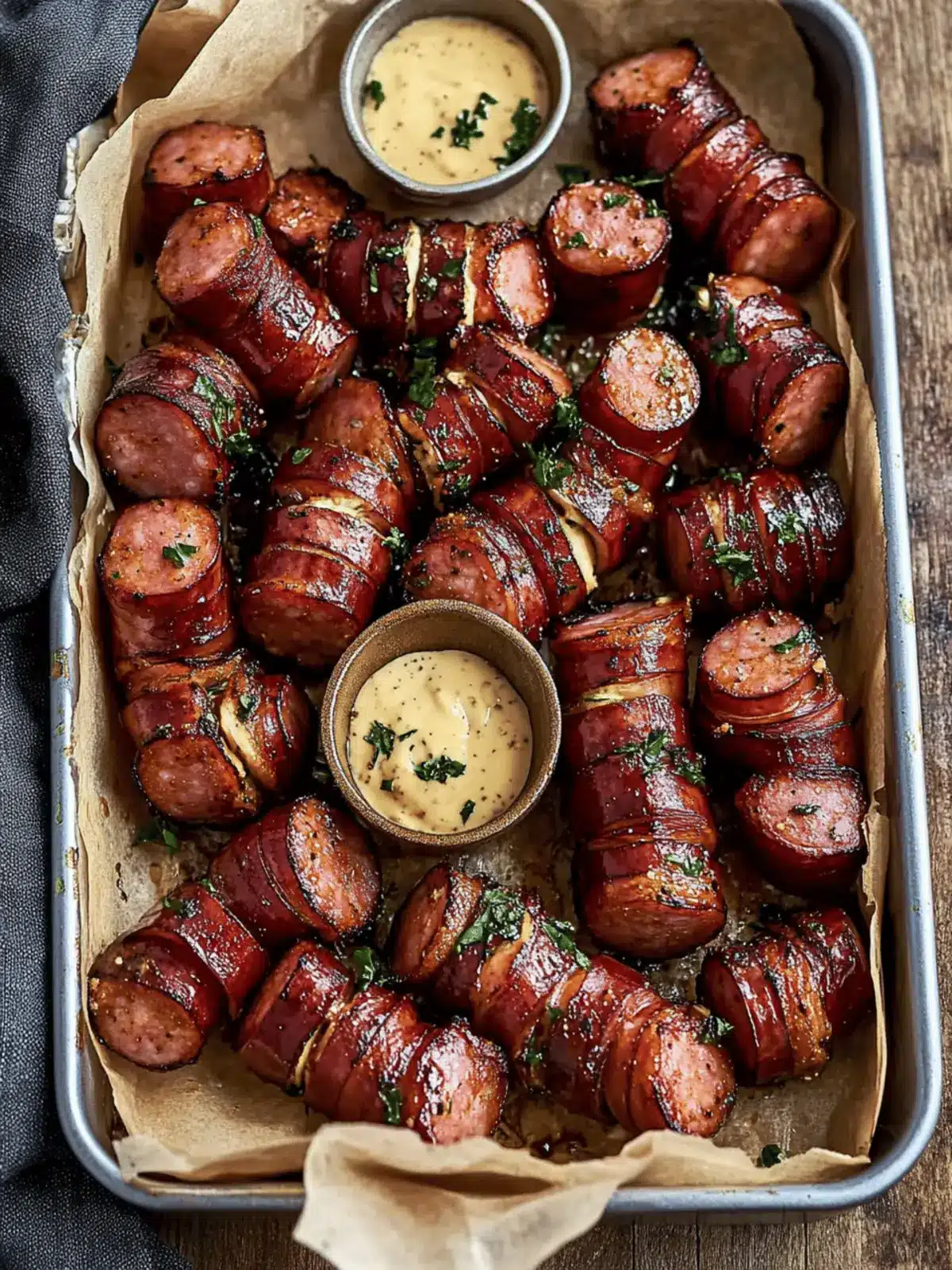 Mustard Hasselback Kielbasa Bites