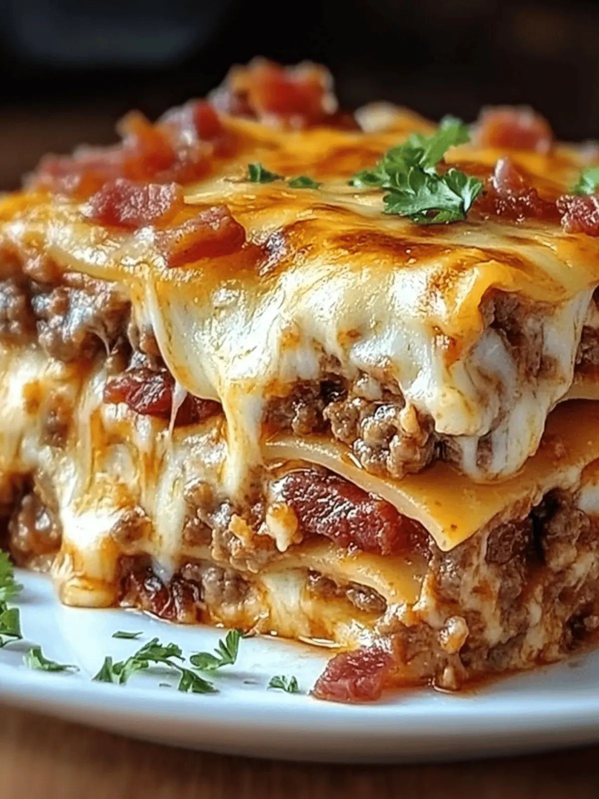 Parmesan Garlic Bacon Cheeseburger Lasagna