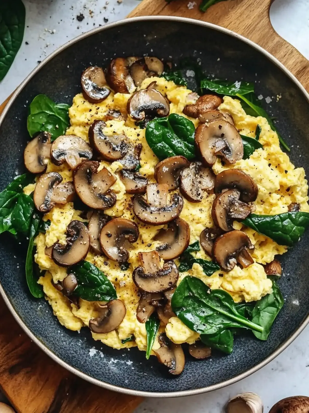 Mushroom Spinach Scrambled Eggs