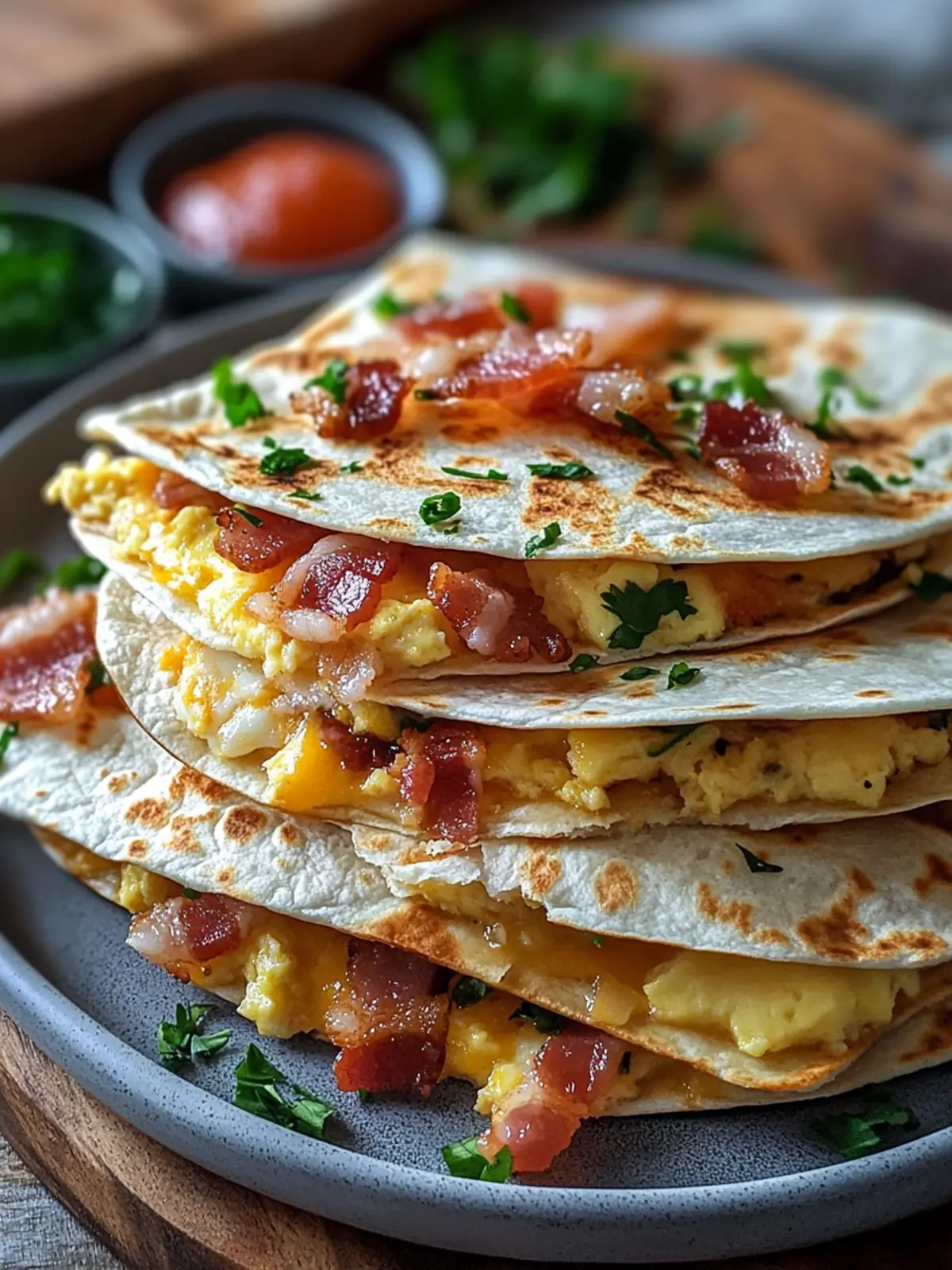 Bacon Egg Cheese Breakfast Quesadillas