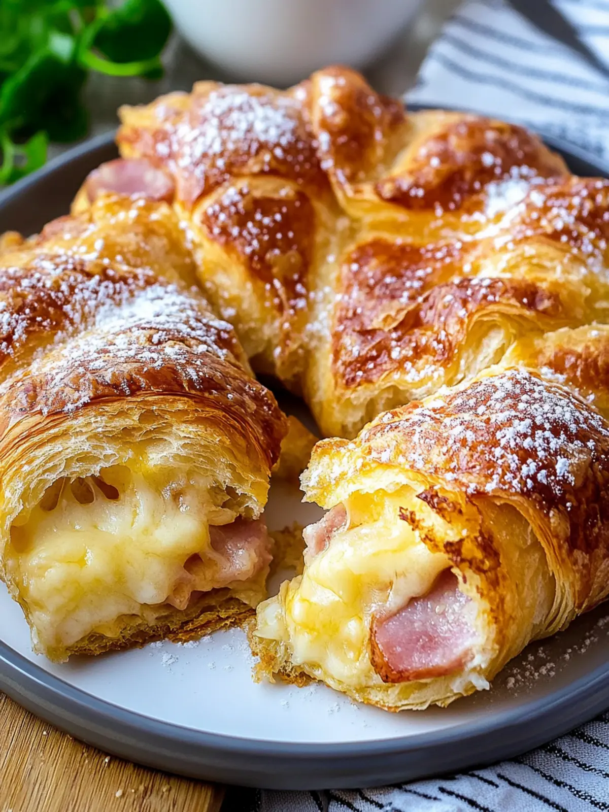 Ham and Cheese Croissant Breakfast