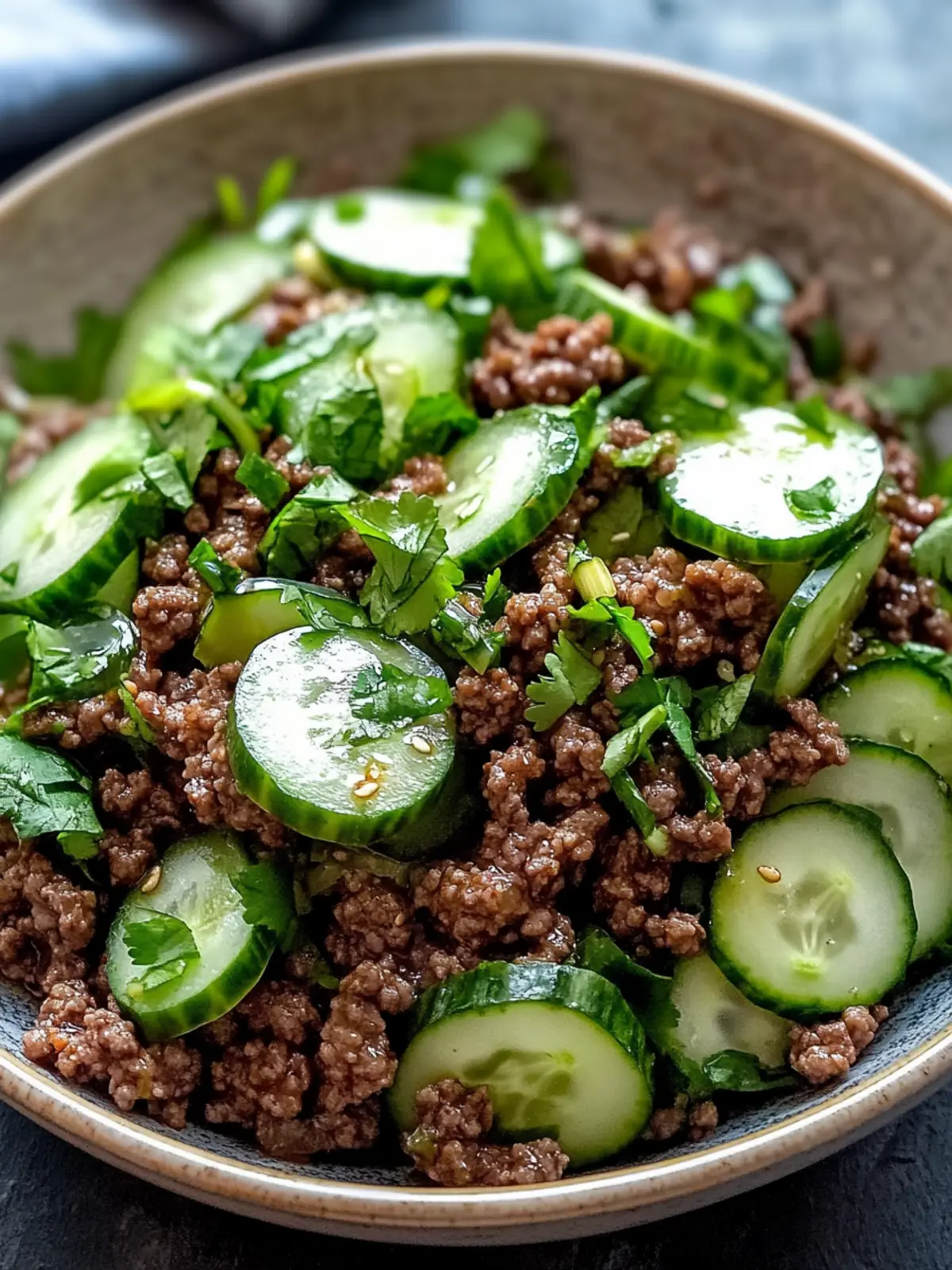 Spicy Korean Ground Beef with Crisp Cucumber Salad Delight 2 Korean Ground Beef with Cucumber Salad