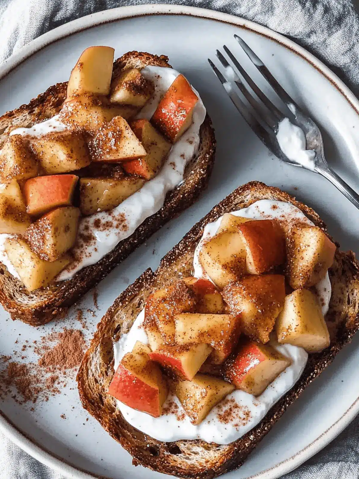 Saut ed Cinnamon Apples and Yogurt Toast