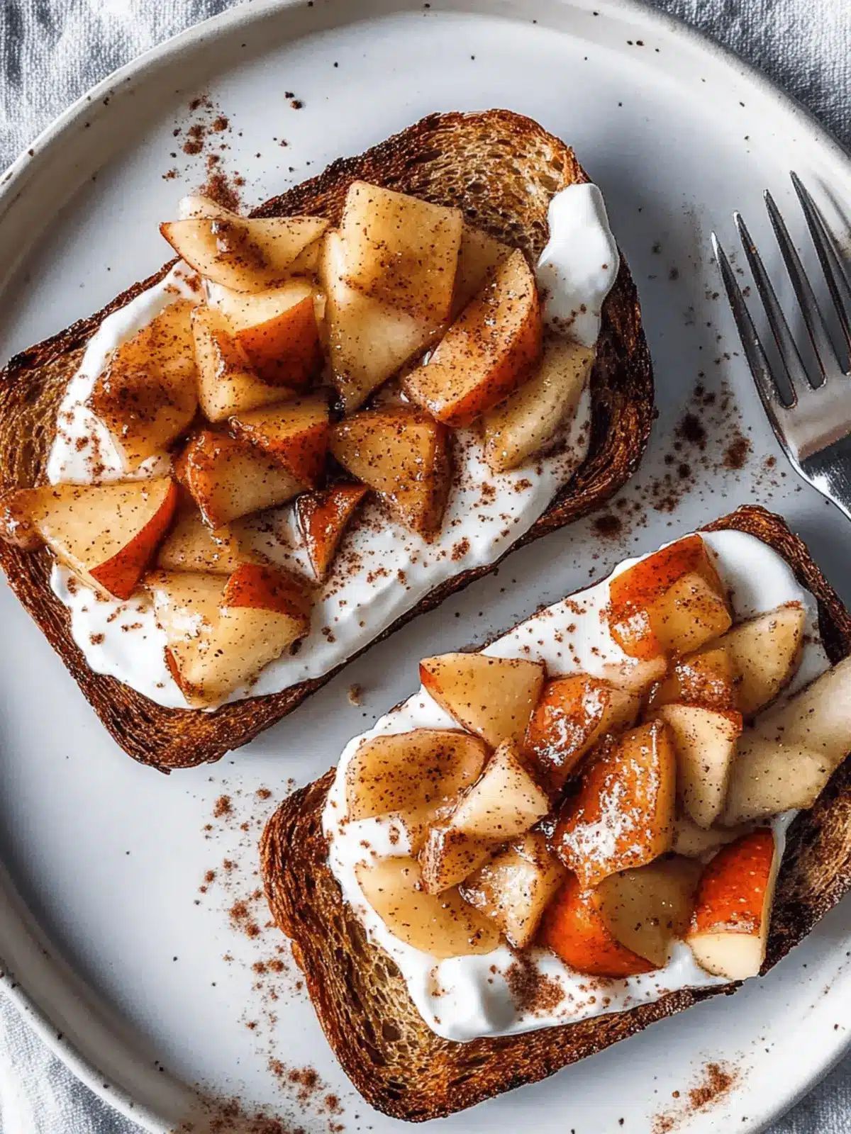 Saut ed Cinnamon Apples and Yogurt Toast