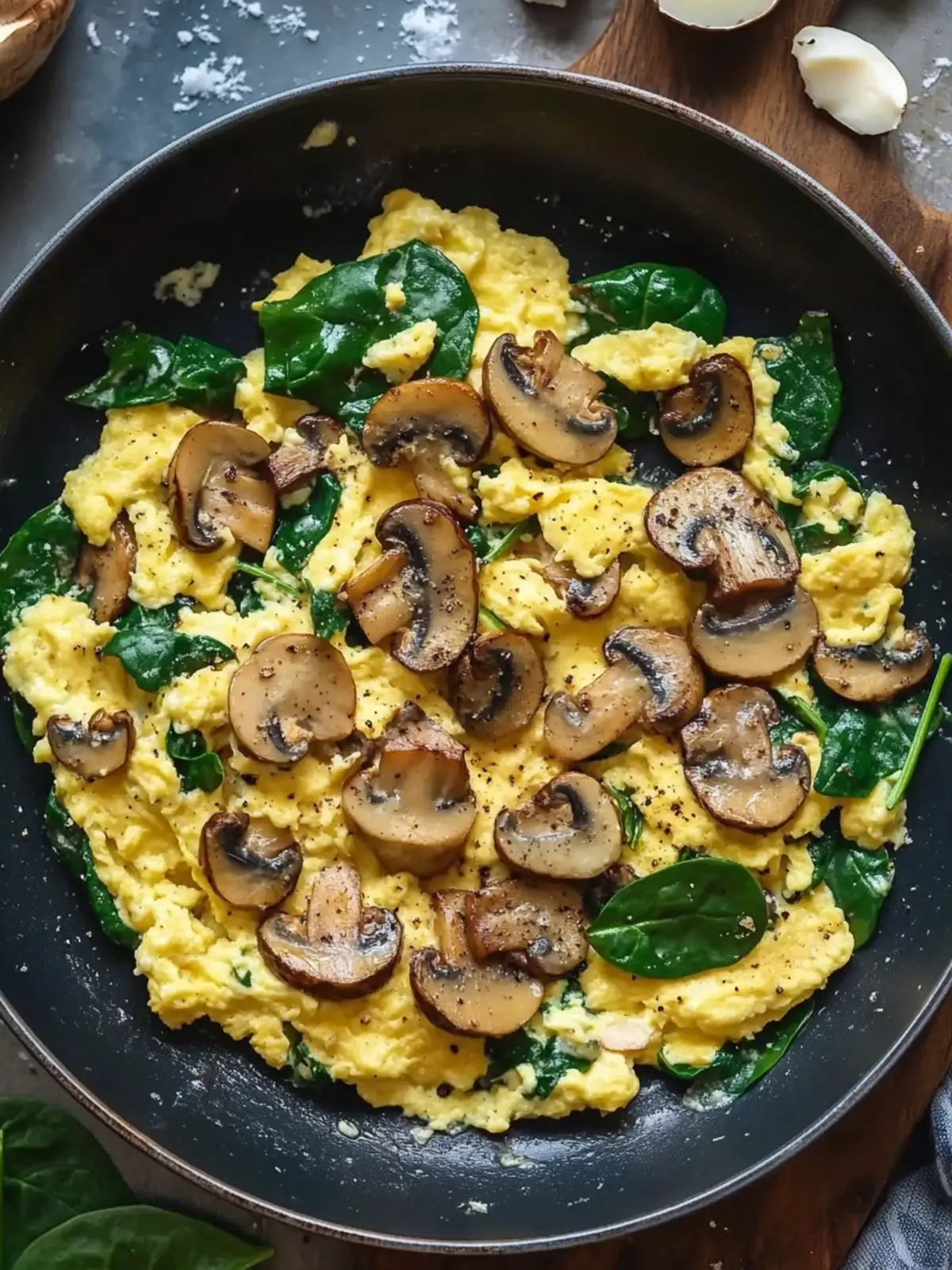 Mushroom Spinach Scrambled Eggs