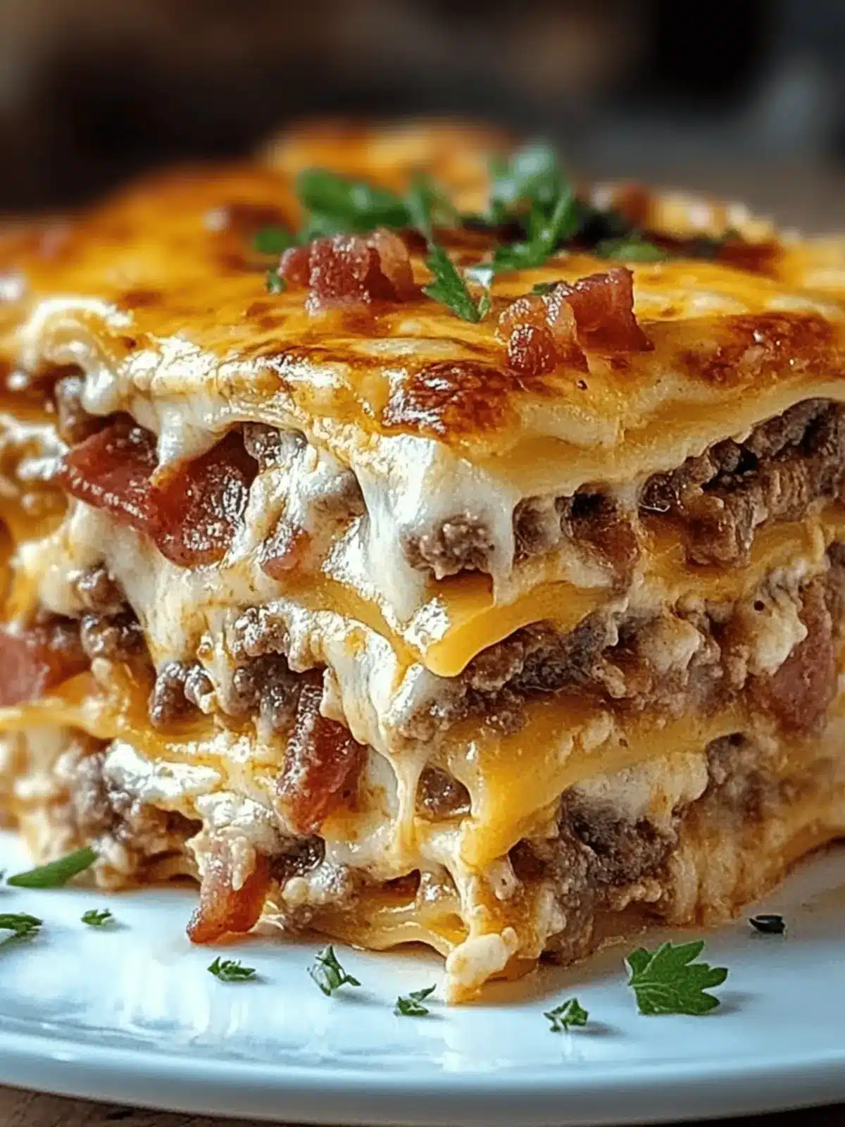 Parmesan Garlic Bacon Cheeseburger Lasagna