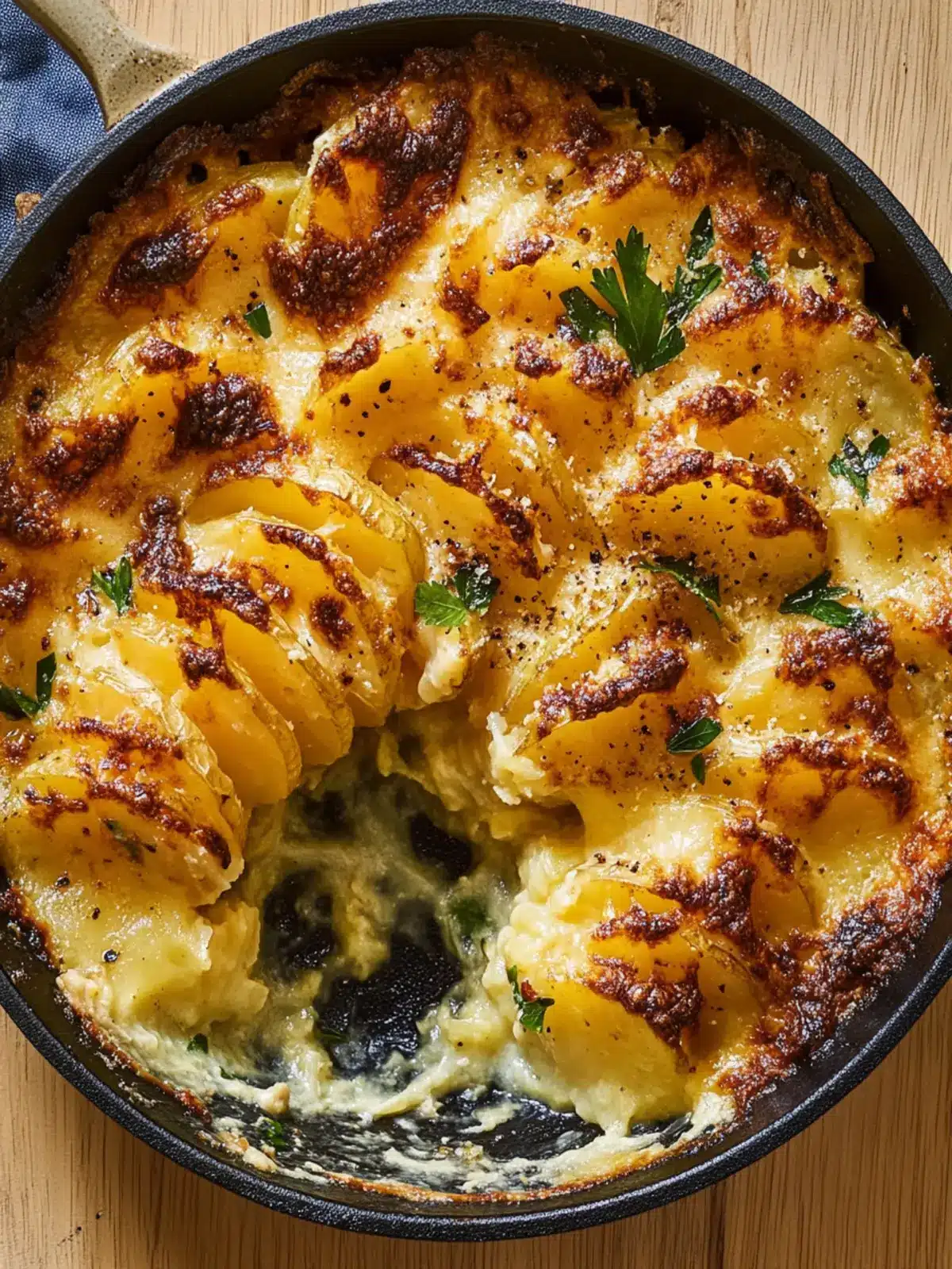 Cheesy Skillet Domino Potatoes