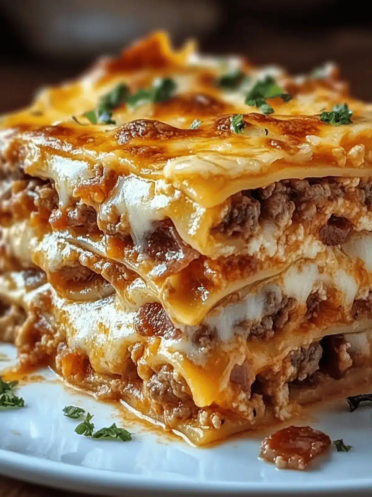 Parmesan Garlic Bacon Cheeseburger Lasagna