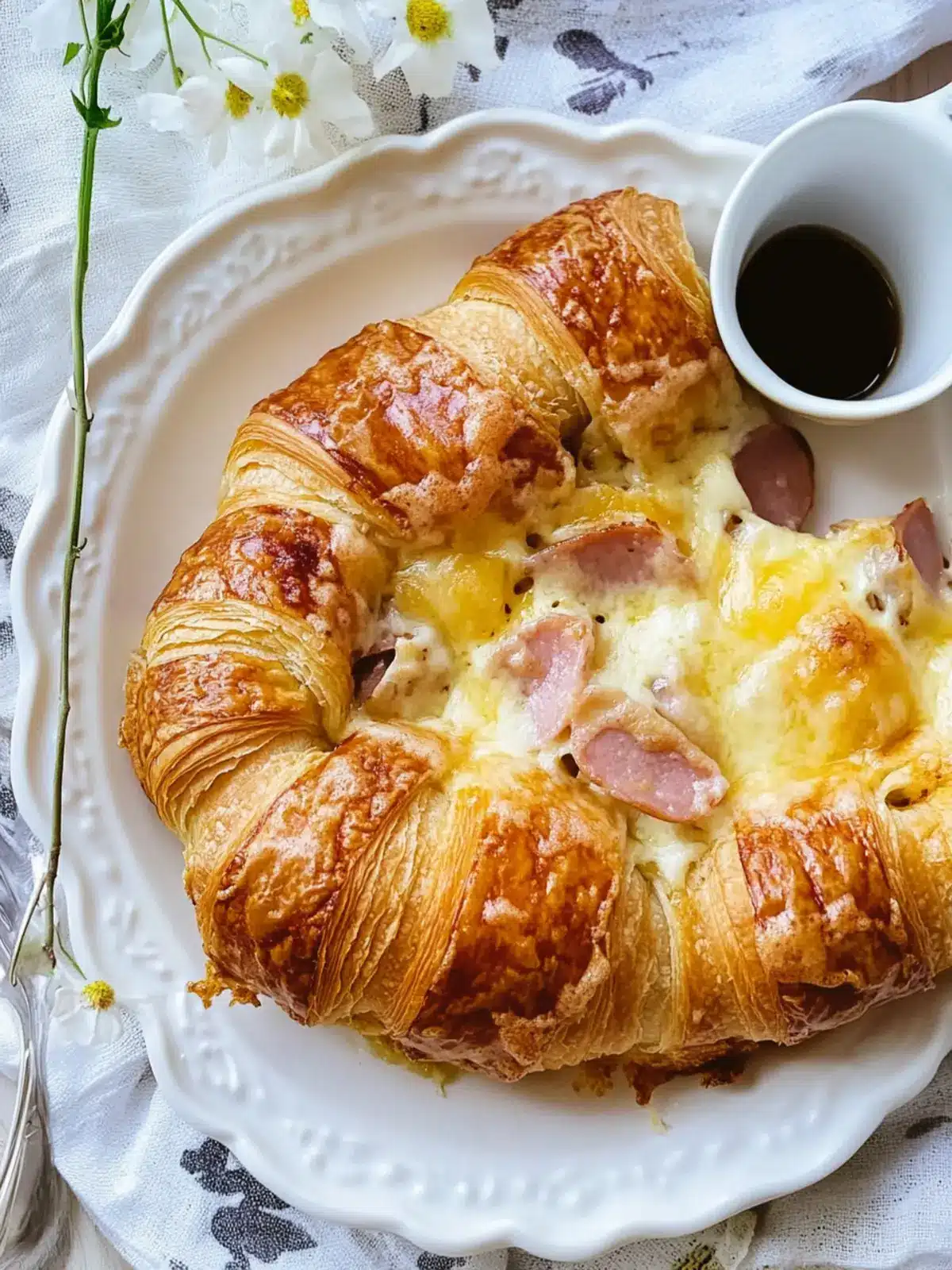 Ham and Cheese Croissant Breakfast