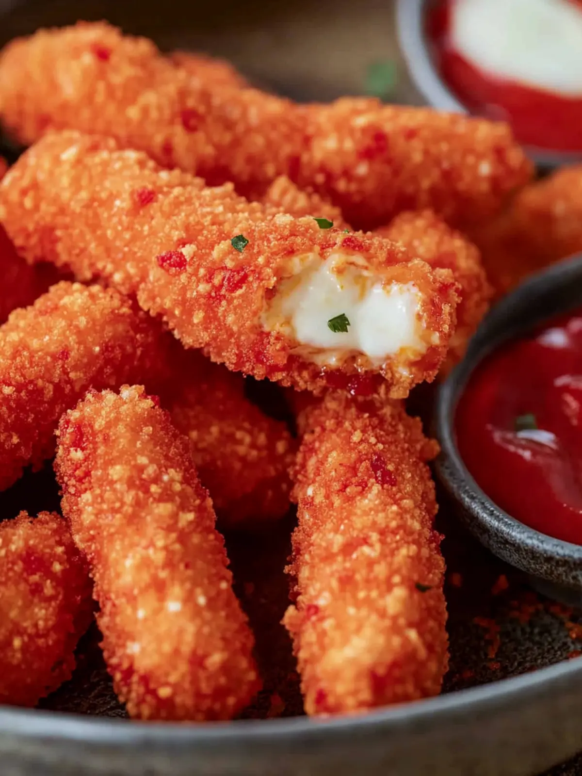 Hot Cheeto Mozzarella Sticks