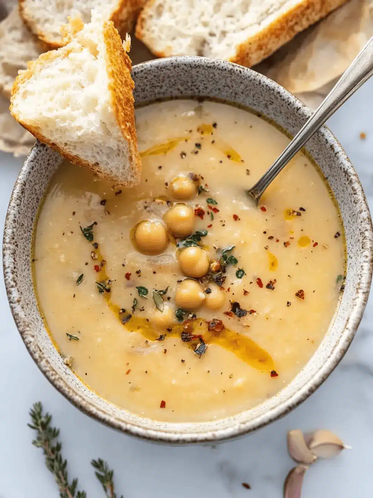 Vegan Garlic Chickpea Soup