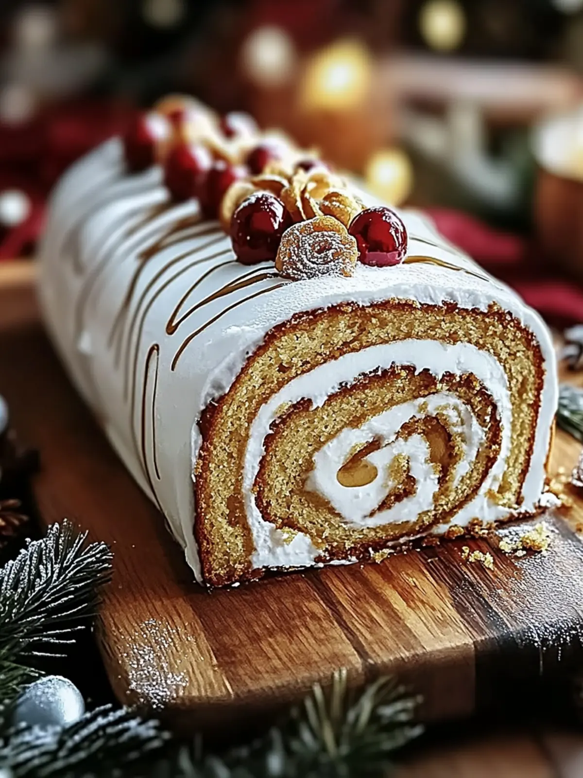 Ginger Bread Yule Log Cake