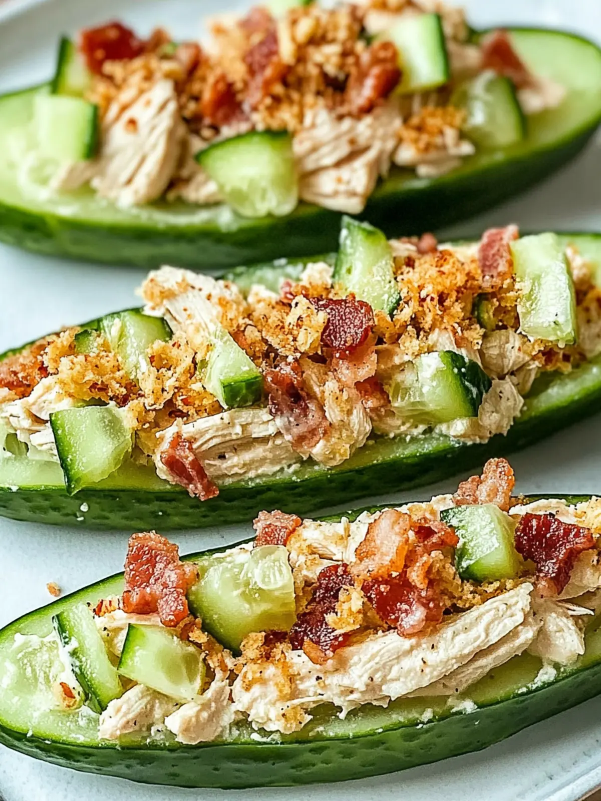 Bacon Ranch Chicken Salad Cucumber Boats for a Fresh Bite 2 Bacon Ranch Chicken Salad Cucumber Boats