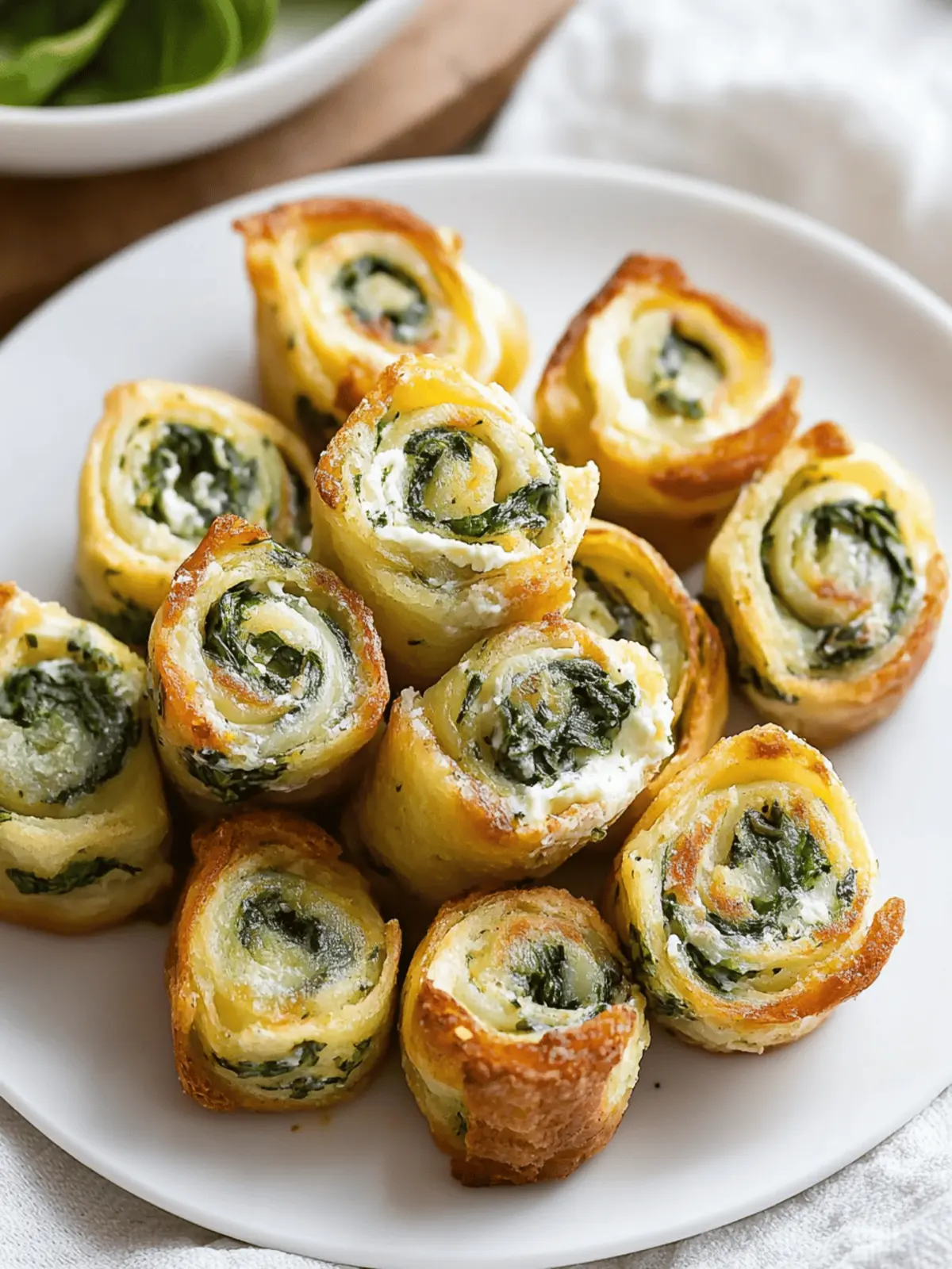 Spinach Dip in Bite-Sized Pinwheels