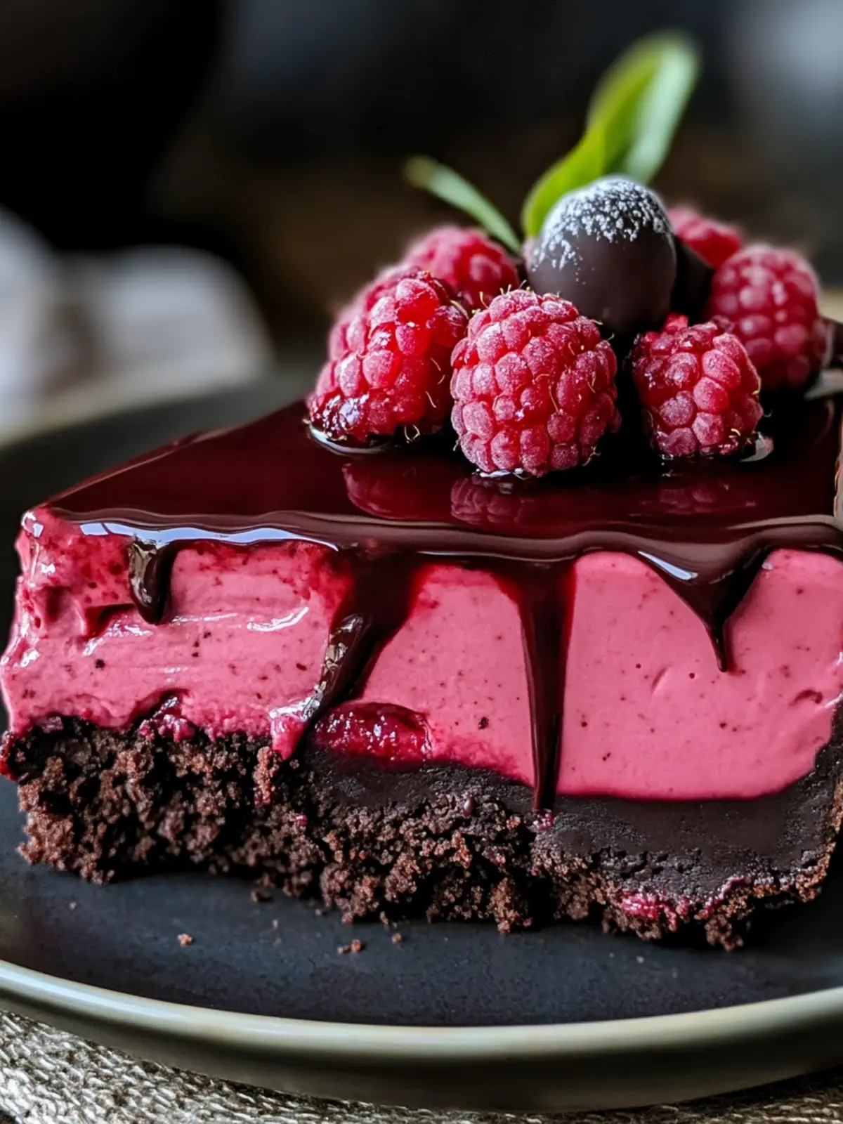 Dark Chocolate Raspberry Cheesecake