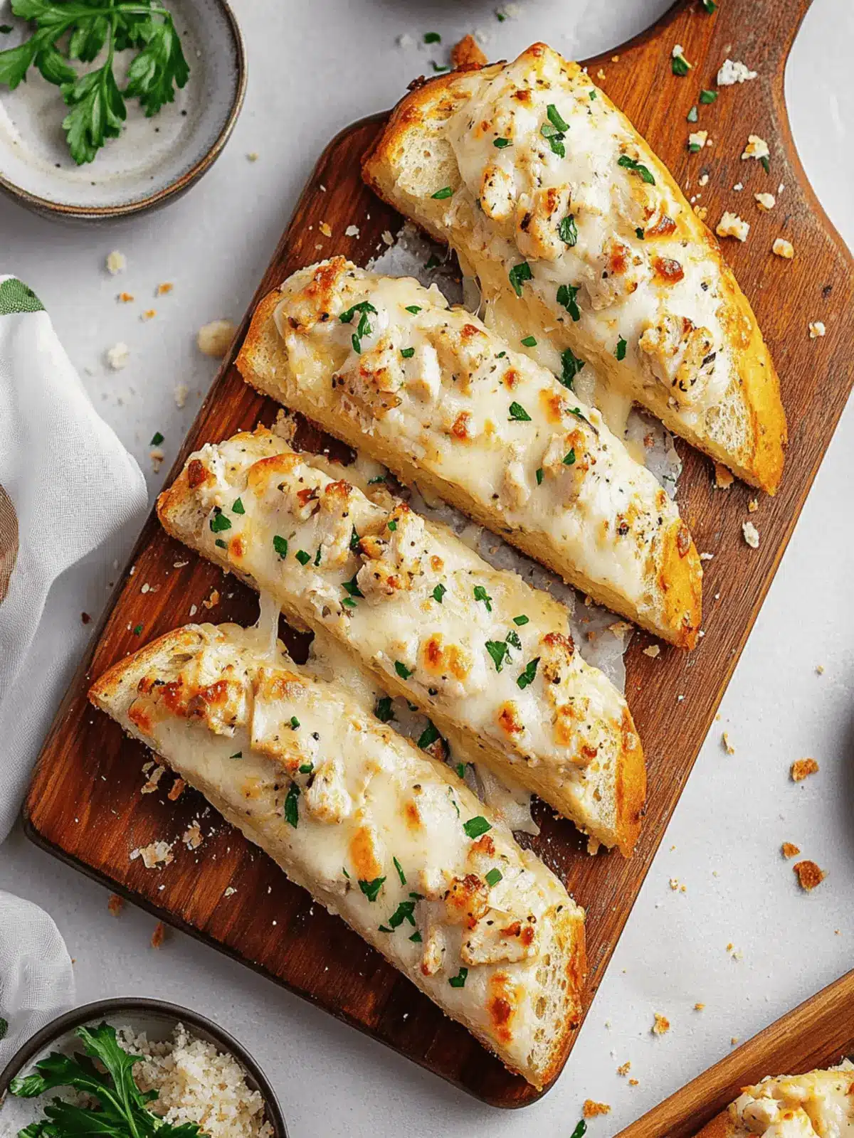 Savor the Crunch: Chicken Alfredo Garlic Bread Delight 2 Savor the Crunch: Chicken Alfredo Garlic Bread Delight
