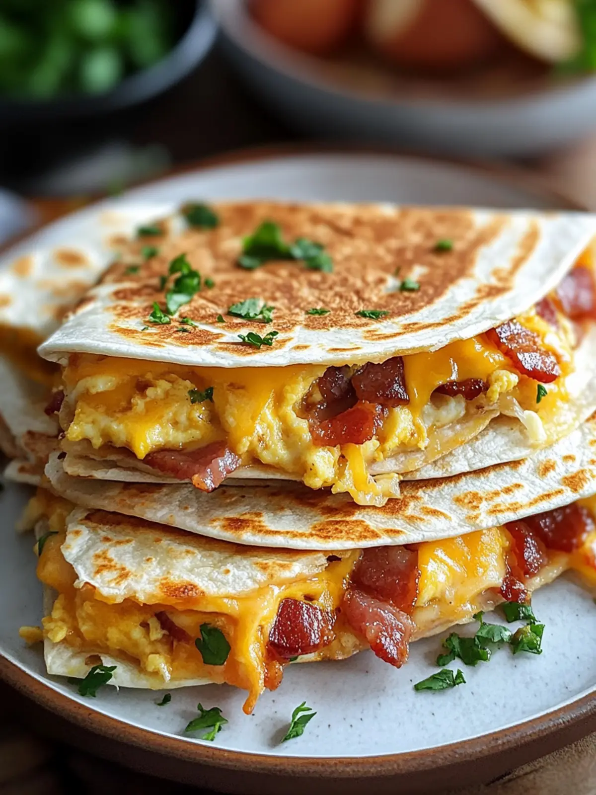 Bacon Egg Cheese Breakfast Quesadillas