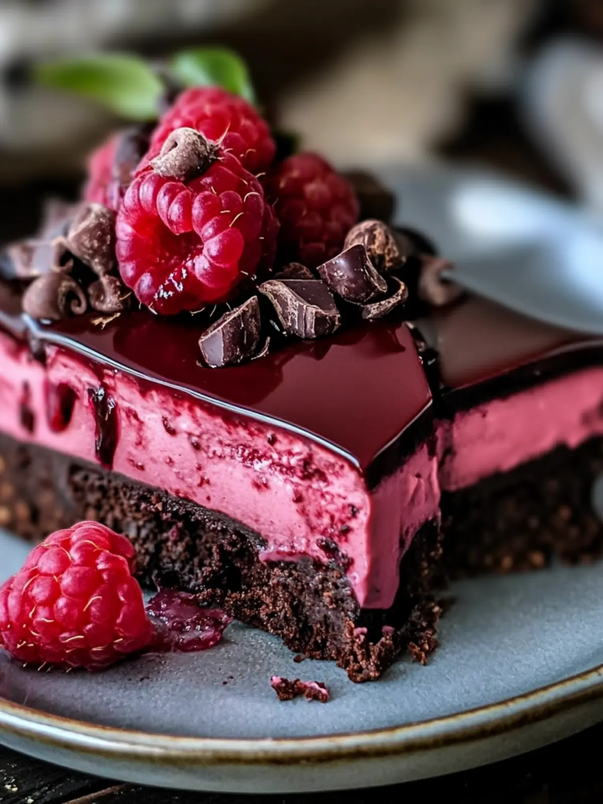 Dark Chocolate Raspberry Cheesecake