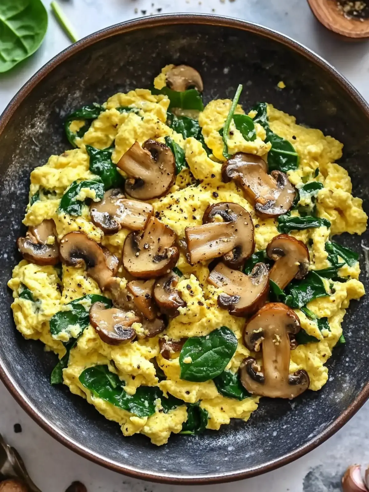 Mushroom Spinach Scrambled Eggs