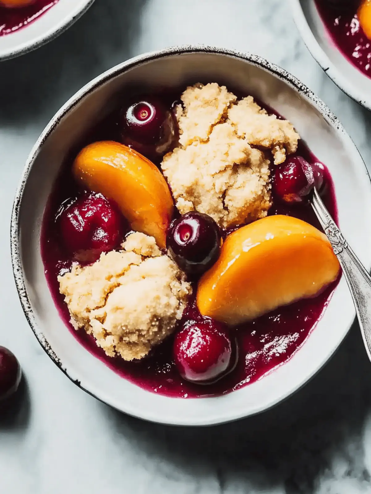 Cherry and Peach Cornmeal Cobbler