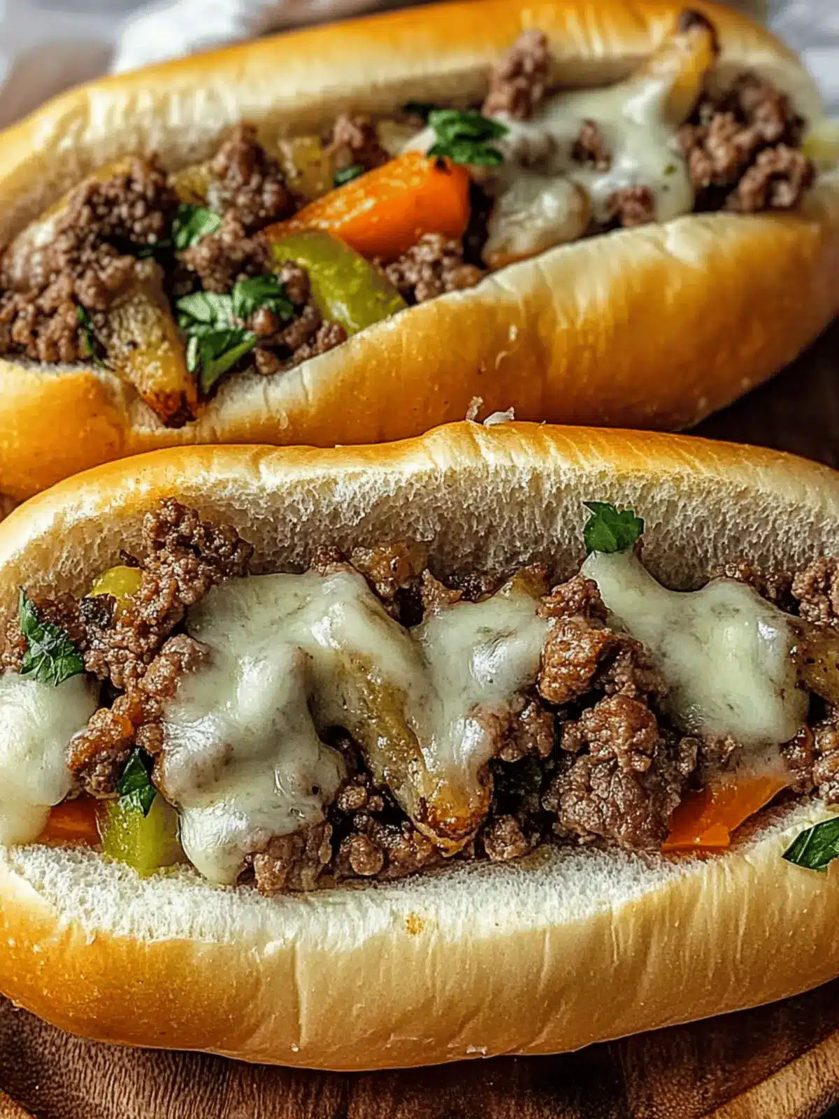 Ground Beef Philly Cheesesteaks: Quick & Cheesy Family Treat 2 Ground Beef Philly Cheesesteaks