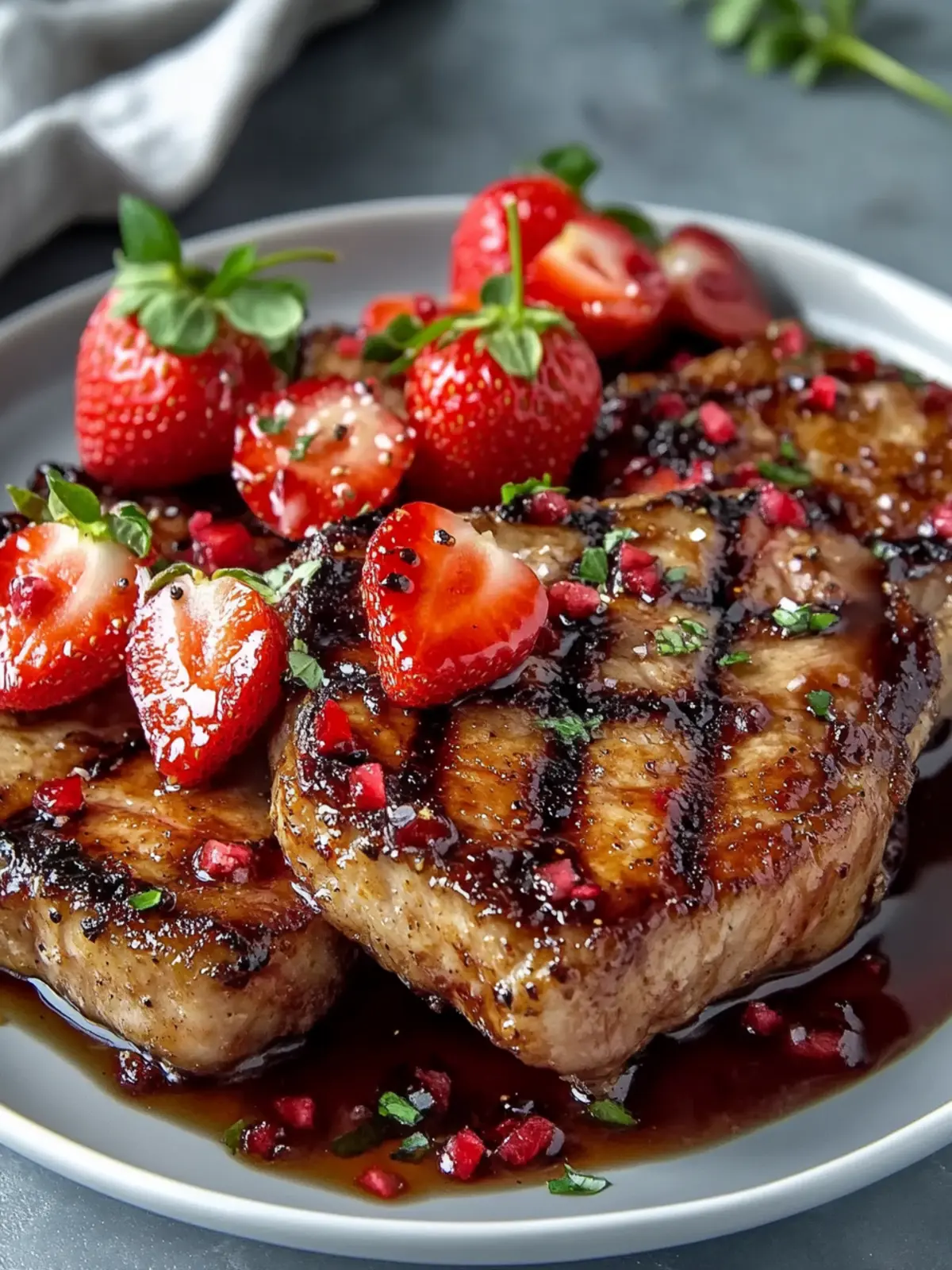 Strawberry Balsamic Pork Chops