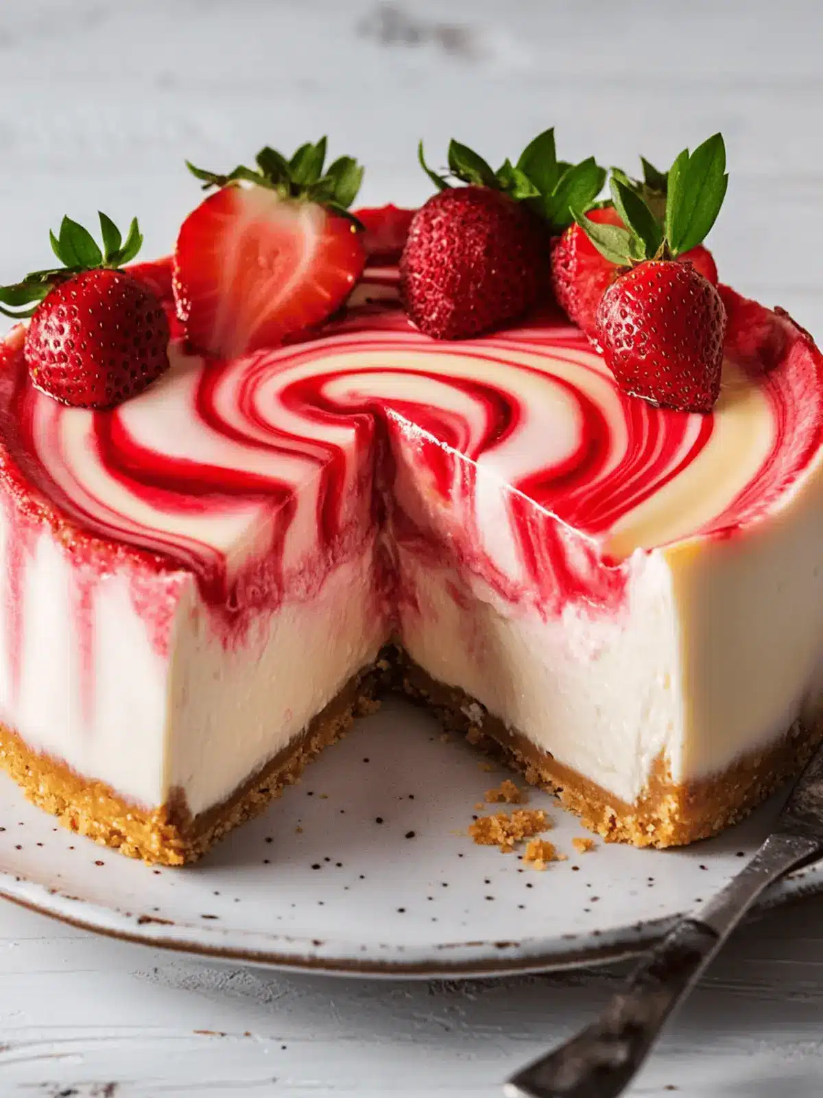 Strawberry Swirl Cheesecake