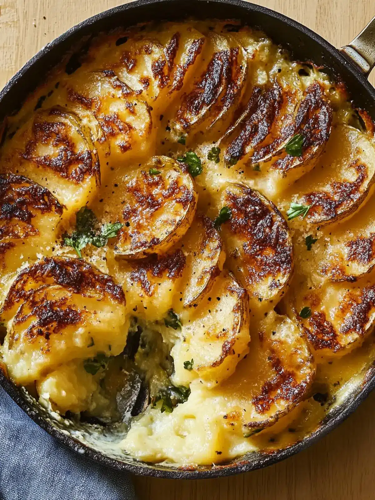 Cheesy Skillet Domino Potatoes