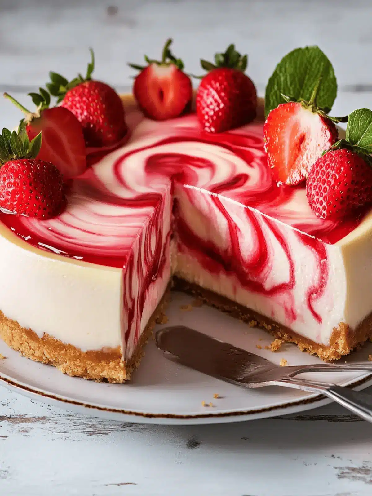 Strawberry Swirl Cheesecake