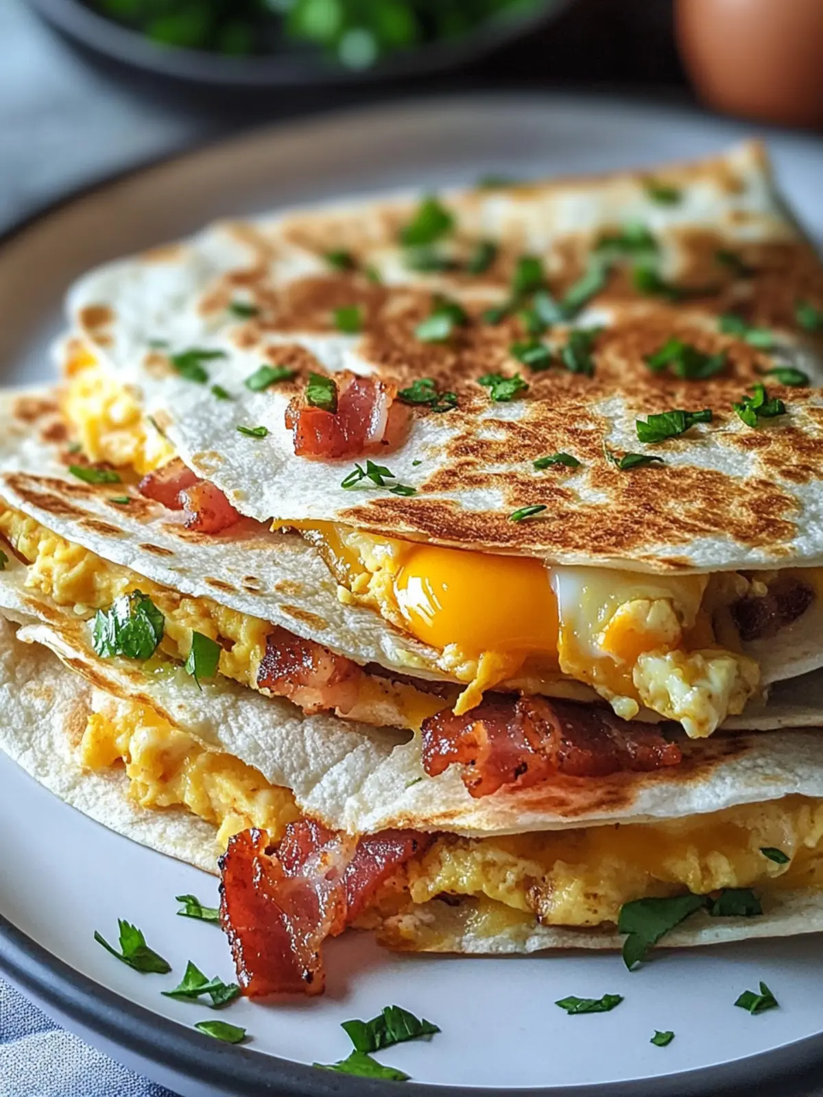 Bacon Egg Cheese Breakfast Quesadillas