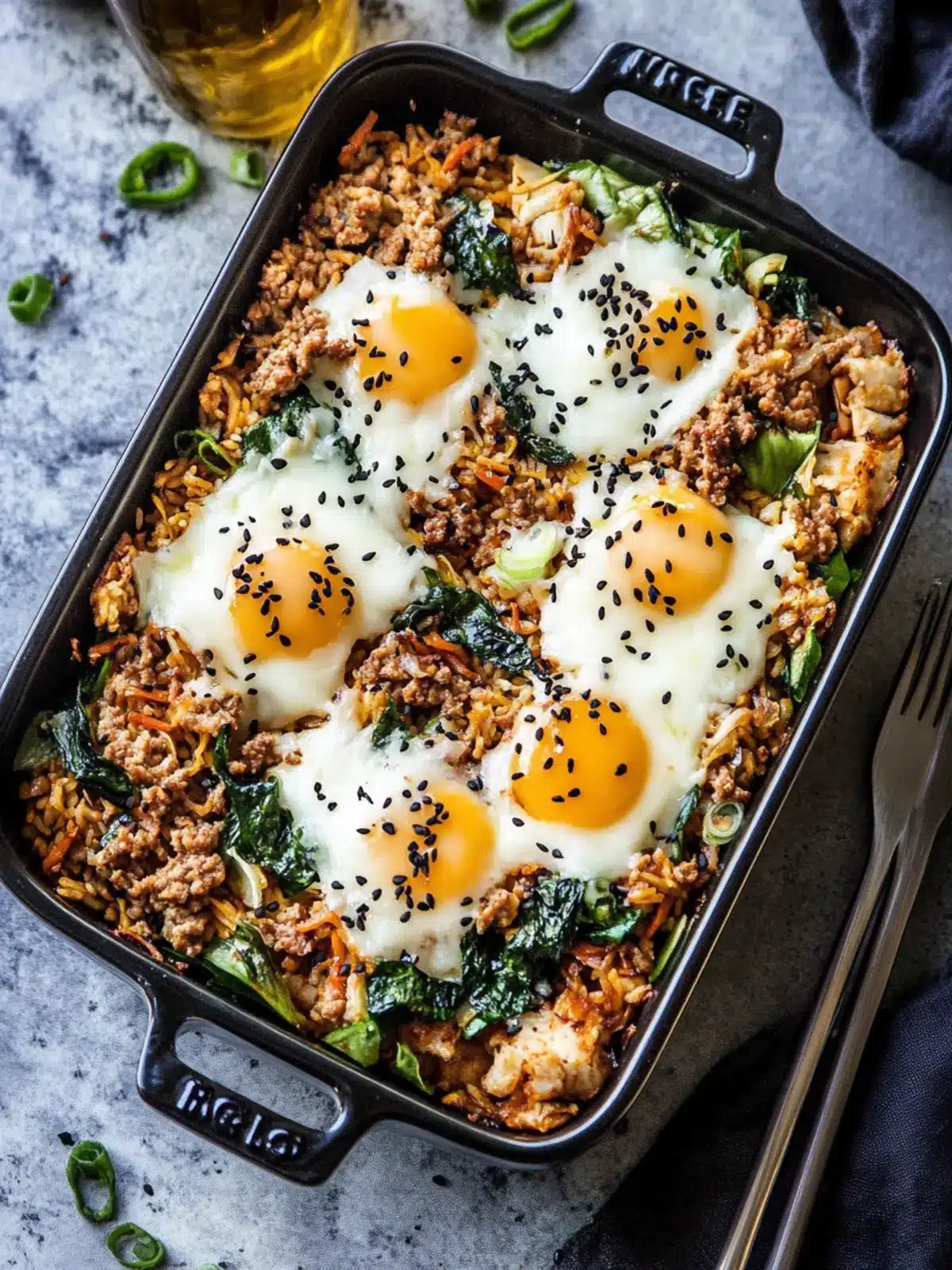 Bibimbap Casserole with Ground Pork