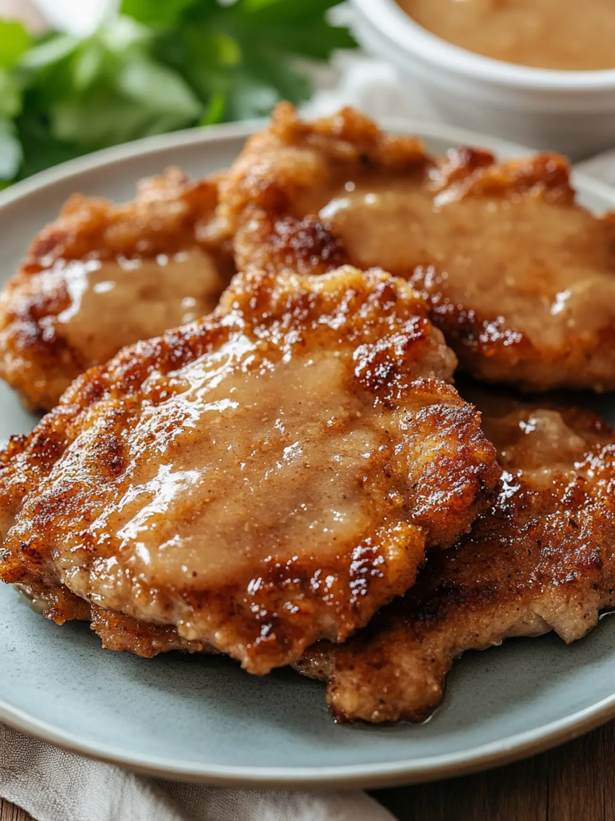 Savory Country Fried Pork Chops Smothered in Creamy Gravy 4 Country Fried Pork Chops