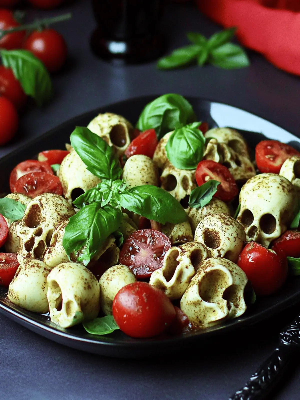 Spook Up Your Table with Skull Caprese Salad Delight 2 Skull Caprese Salad