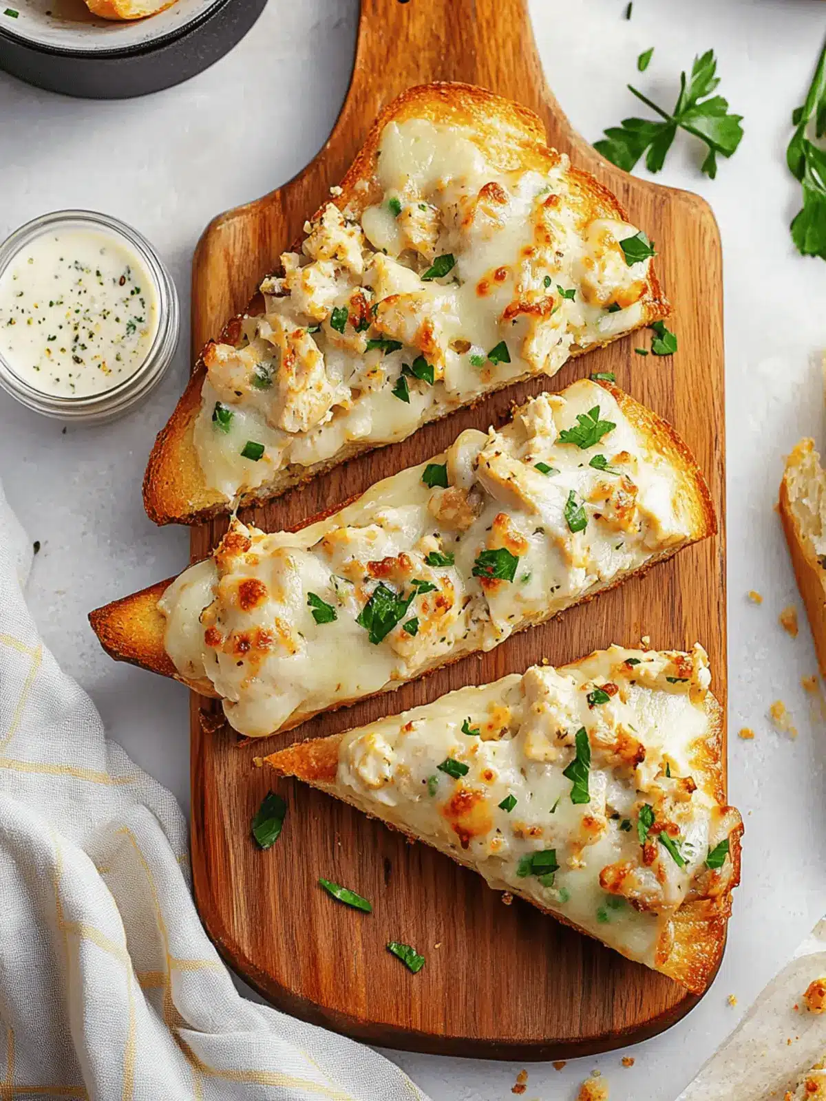 Savor the Crunch: Chicken Alfredo Garlic Bread Delight 4 Savor the Crunch: Chicken Alfredo Garlic Bread Delight