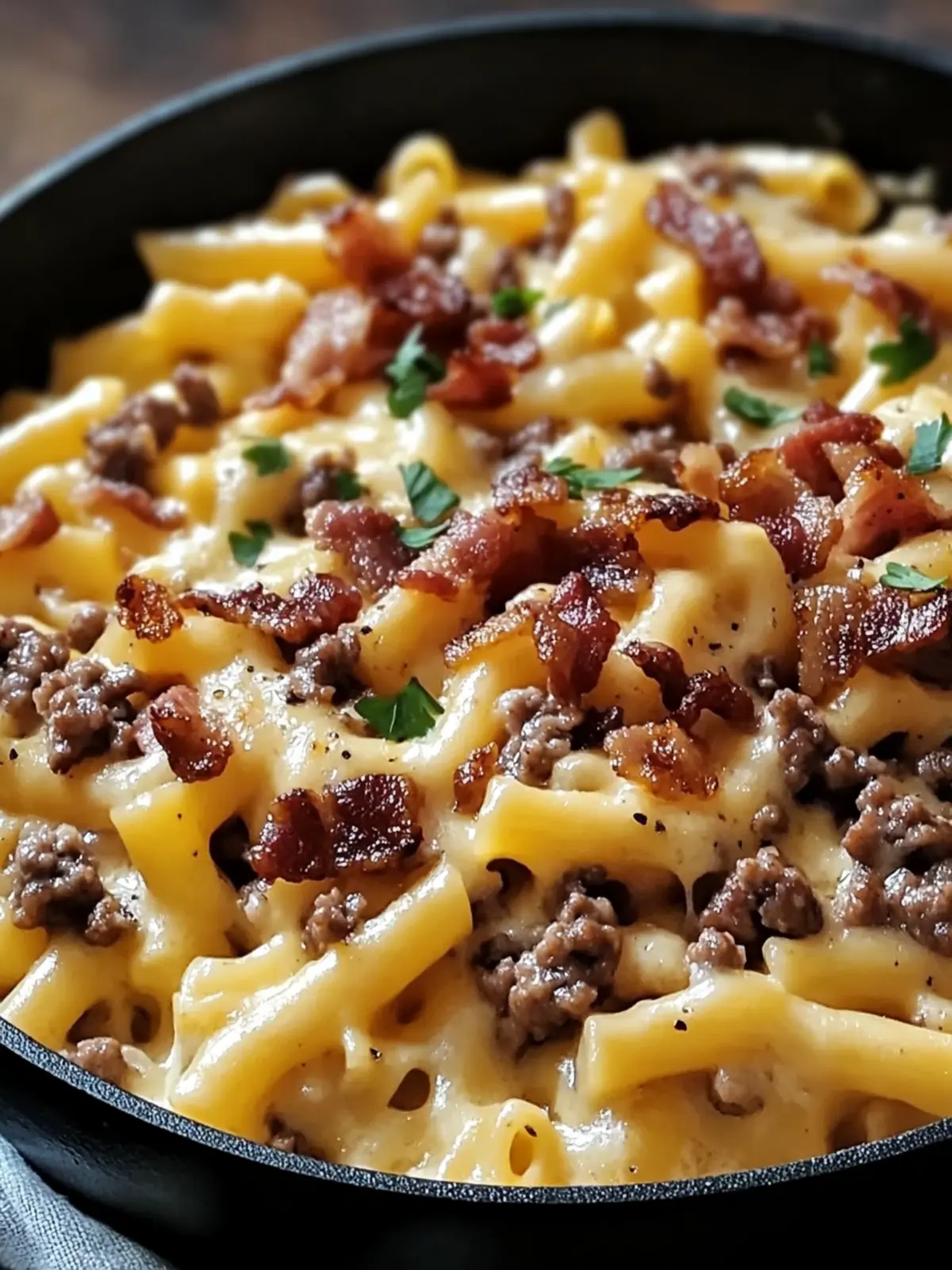 Loaded Bacon Cheeseburger Alfredo Pasta