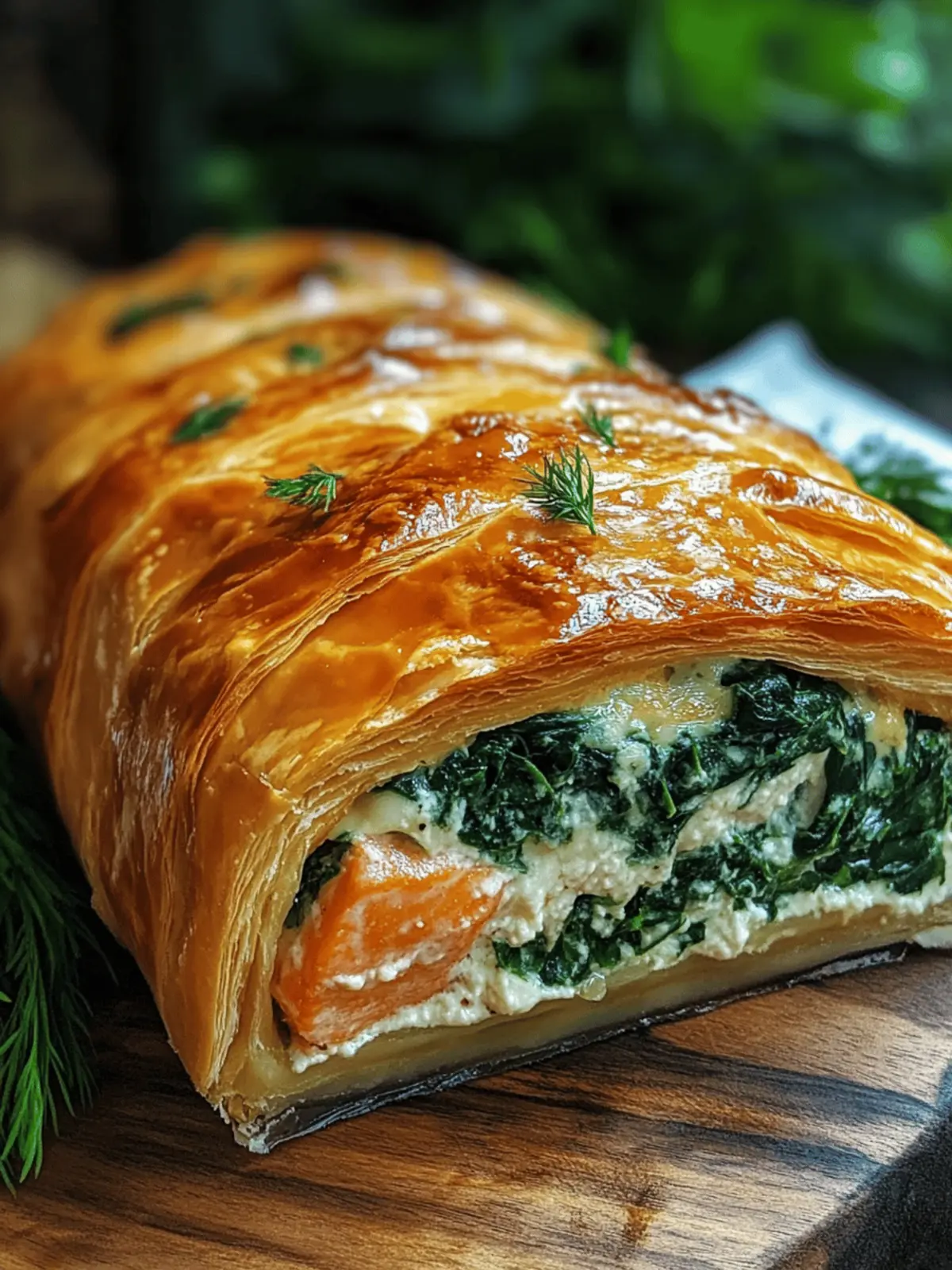 Spinach and Cheese Stuffed Salmon Wellington