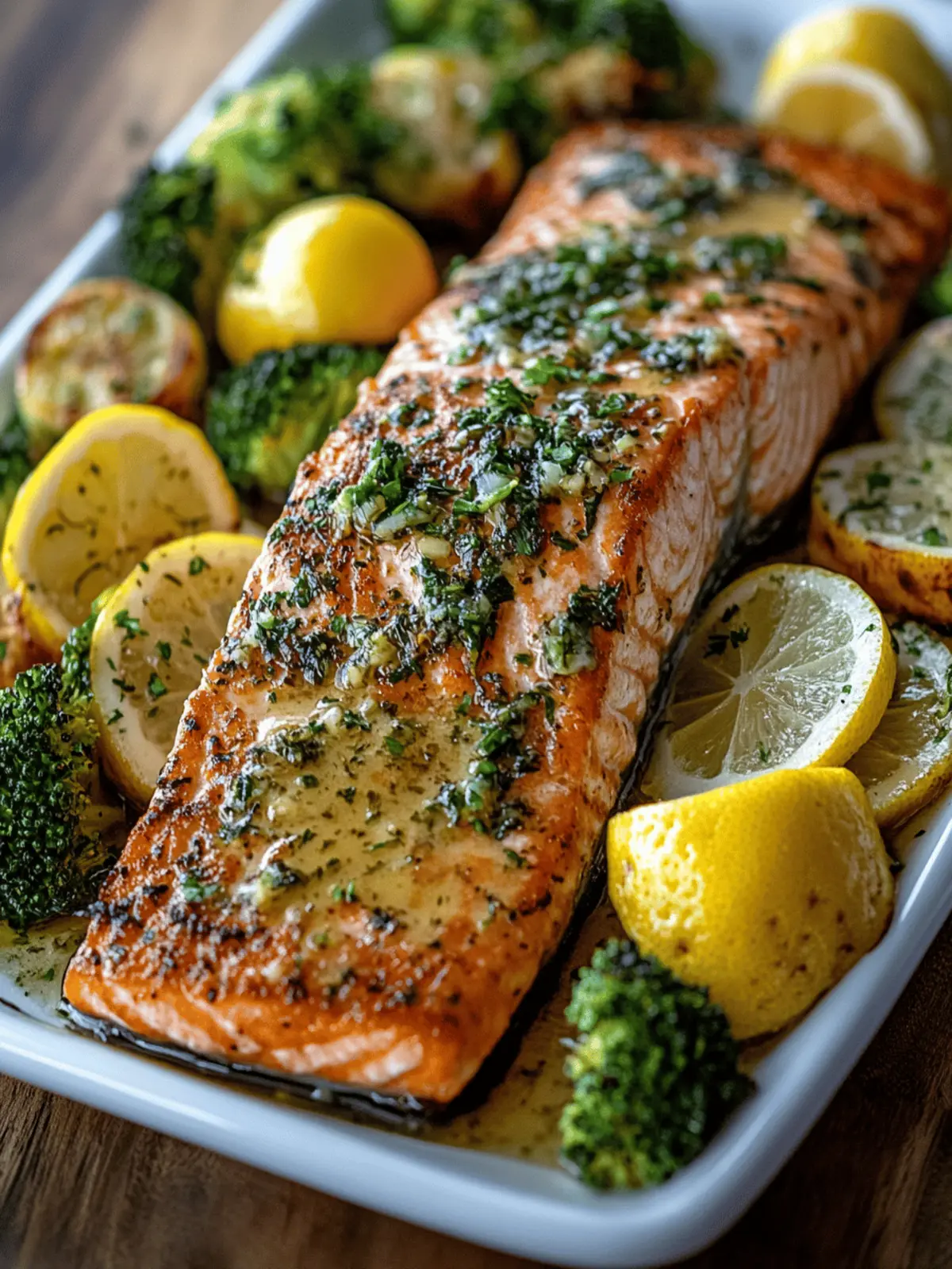 Lemon Butter Salmon with Crispy Potatoes and Fresh Broccoli 3 Lemon Butter Salmon