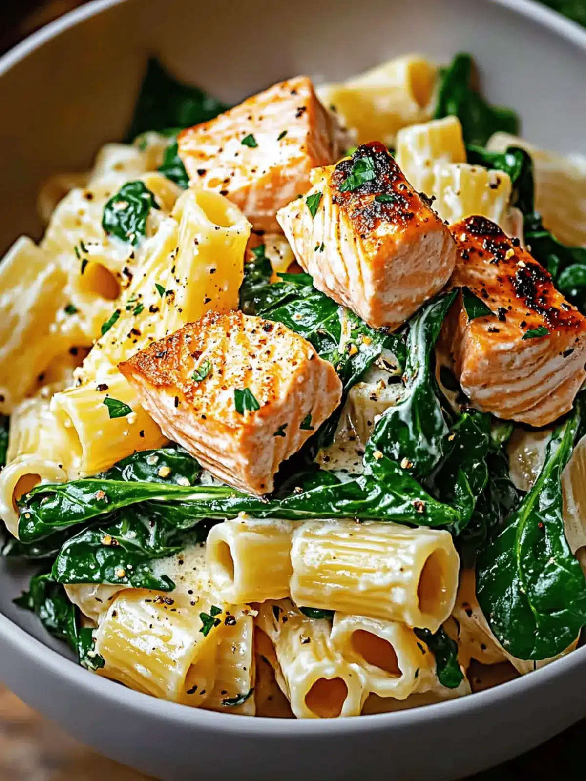 Salmon Spinach Pasta: Quick, Healthy Bliss for Busy Nights 3 Salmon Spinach Pasta