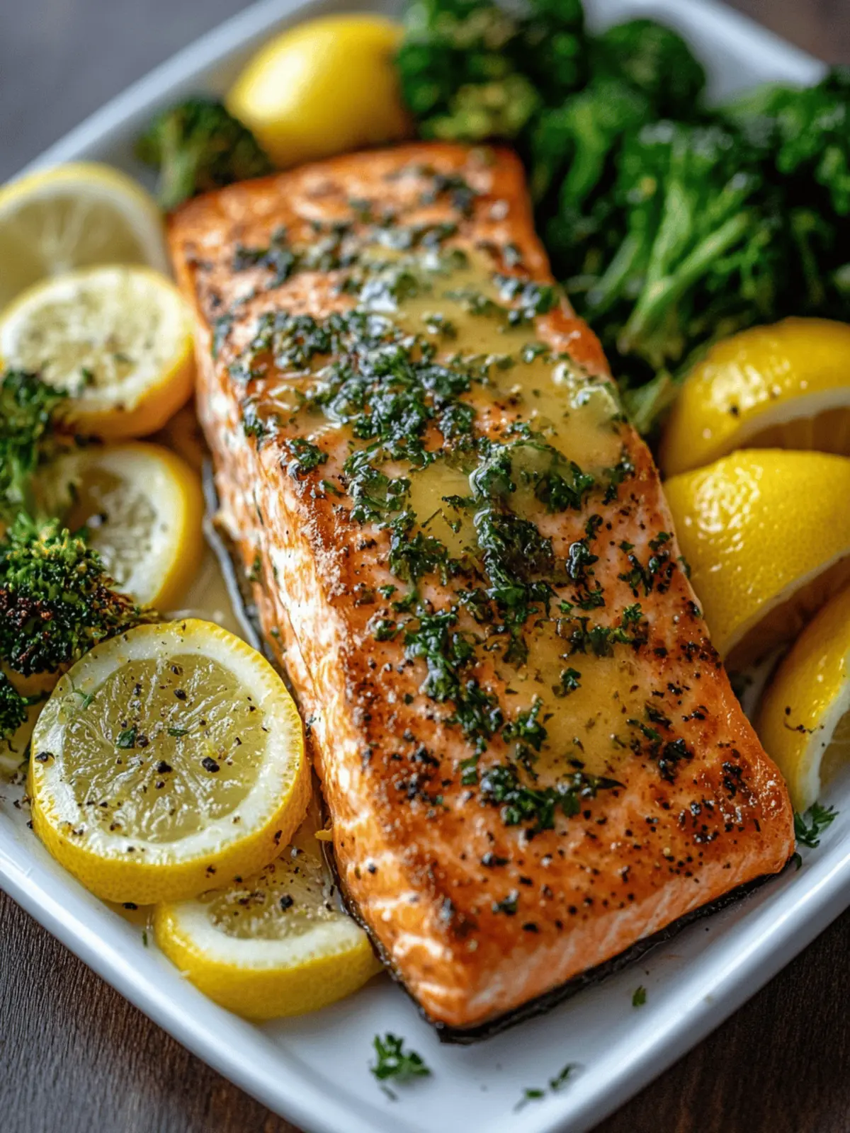 Lemon Butter Salmon with Crispy Potatoes and Fresh Broccoli 2 Lemon Butter Salmon