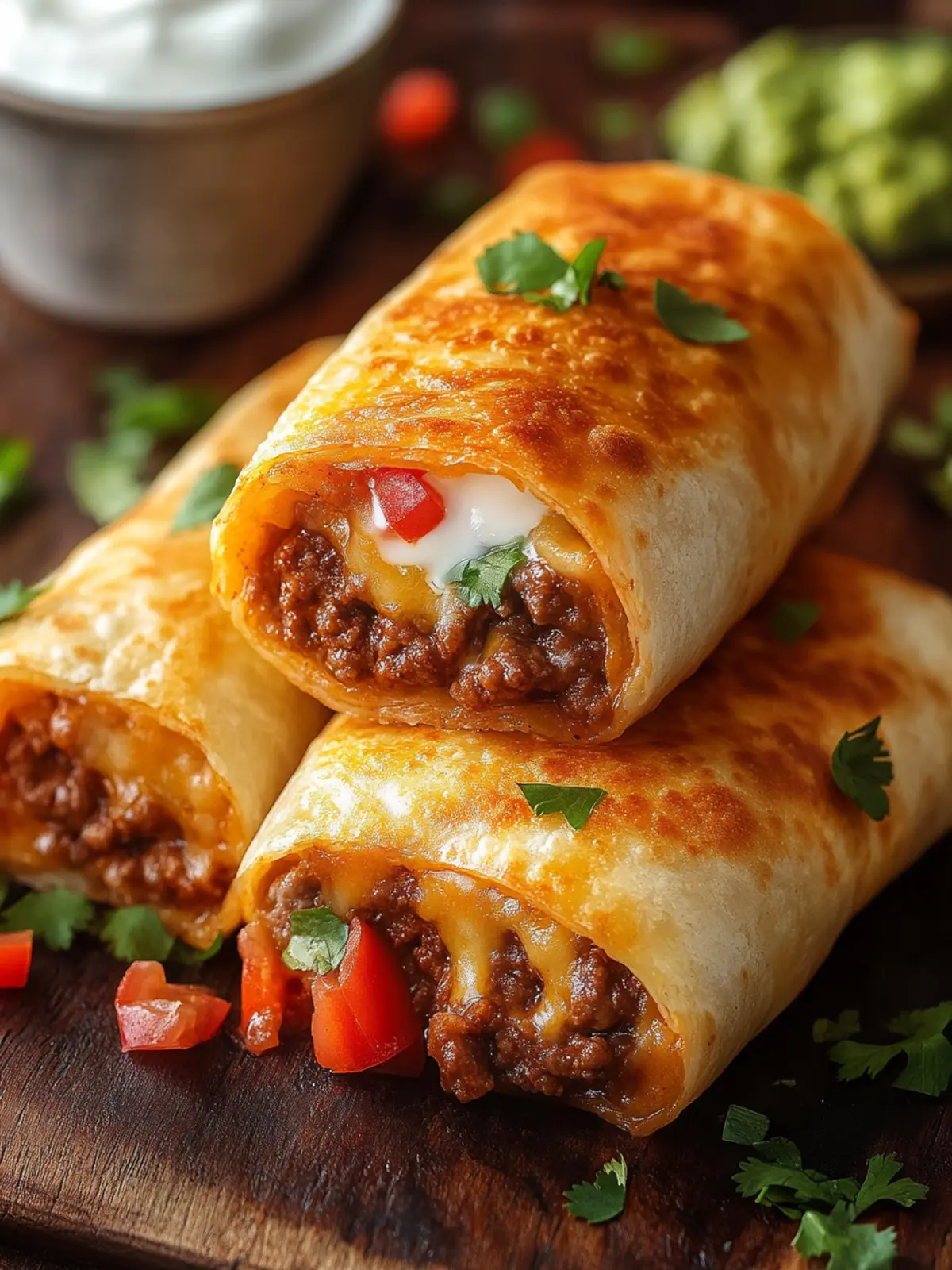 Beef and Cheese Chimichangas