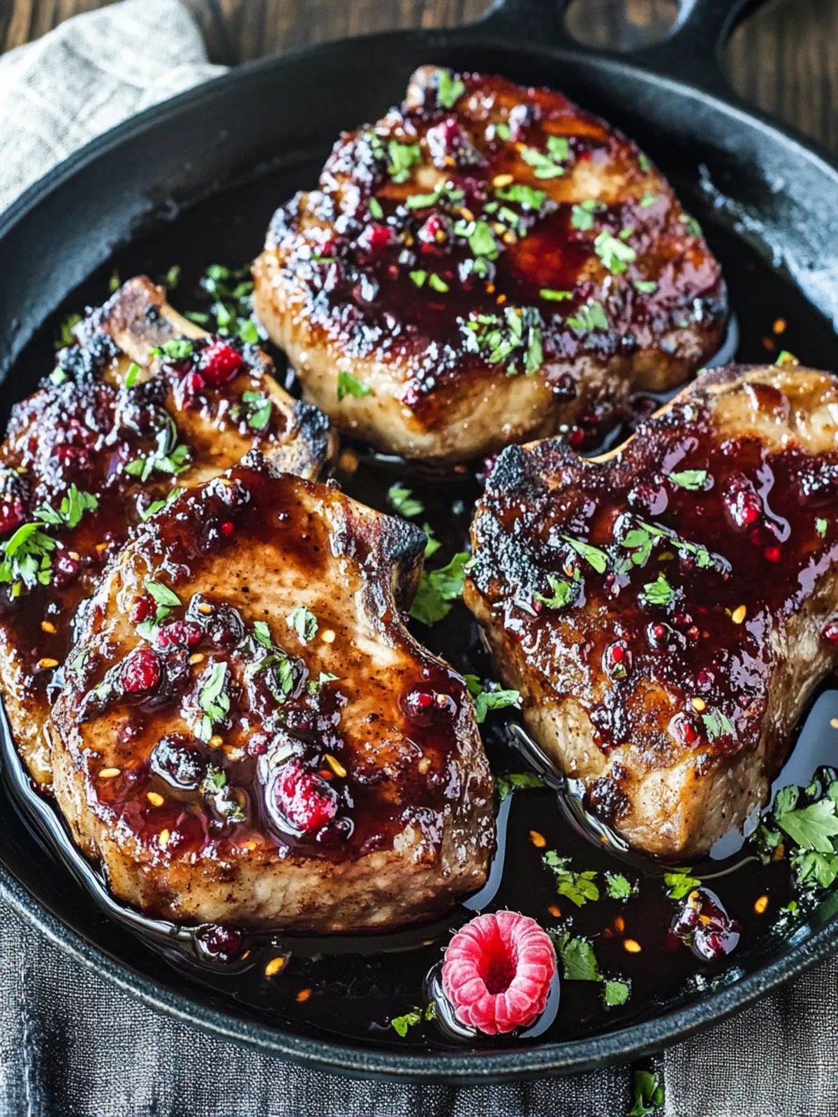 Irresistible Raspberry Balsamic Glazed Pork Chops in 30 Minutes 3 Raspberry Balsamic Glazed Pork Chops