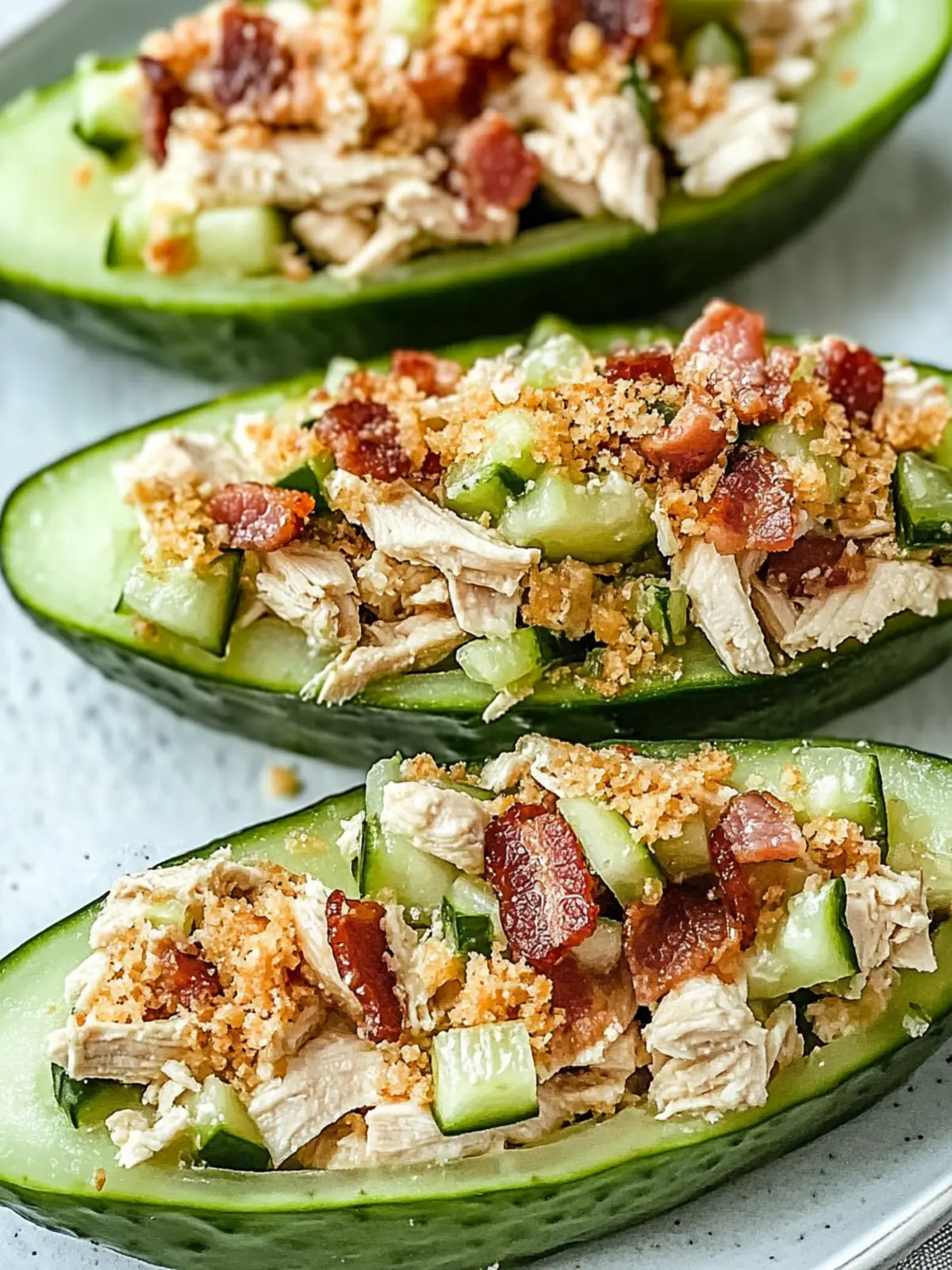 Bacon Ranch Chicken Salad Cucumber Boats for a Fresh Bite 4 Bacon Ranch Chicken Salad Cucumber Boats