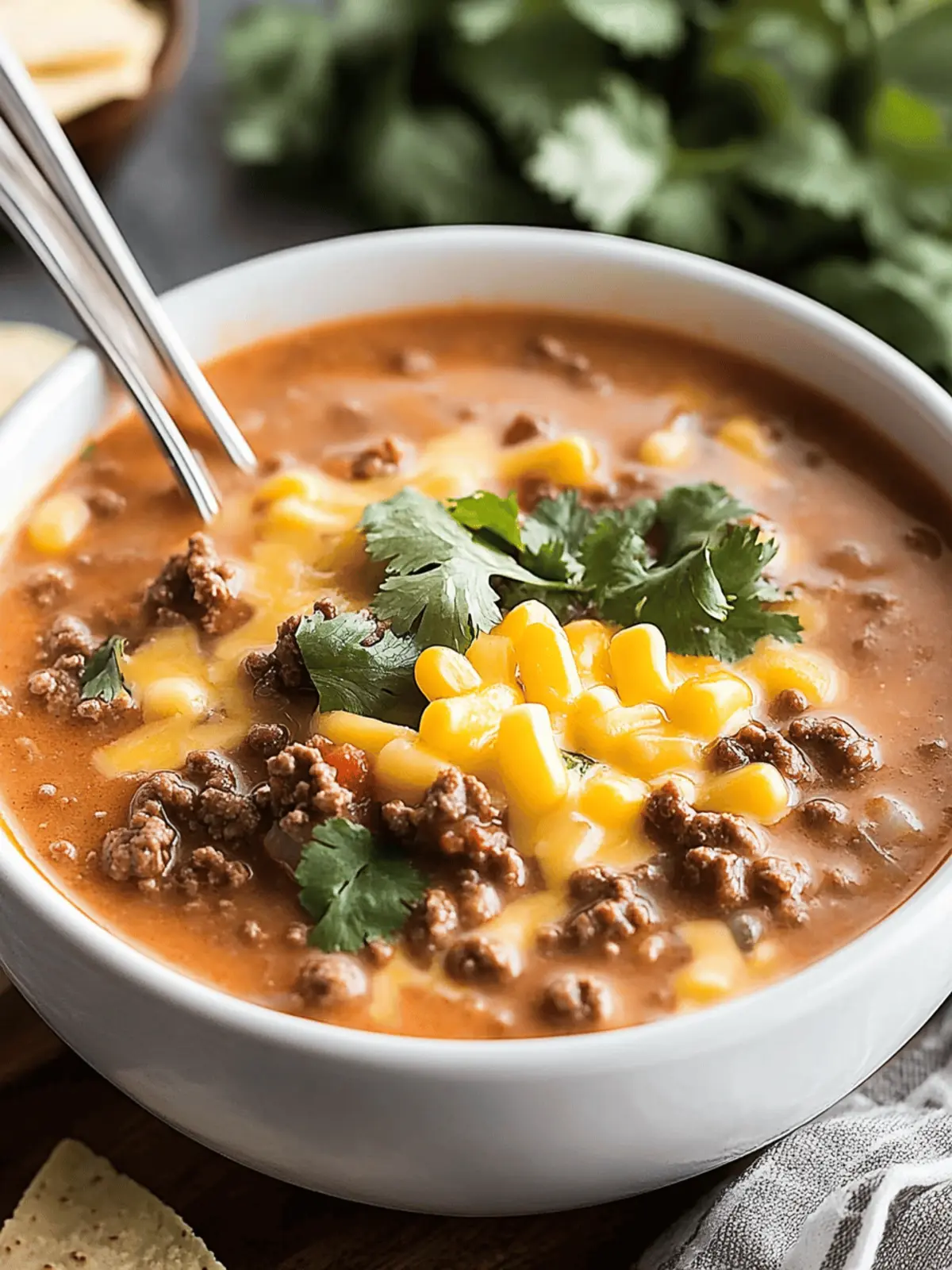 Cheesy Ground Beef Taco Soup