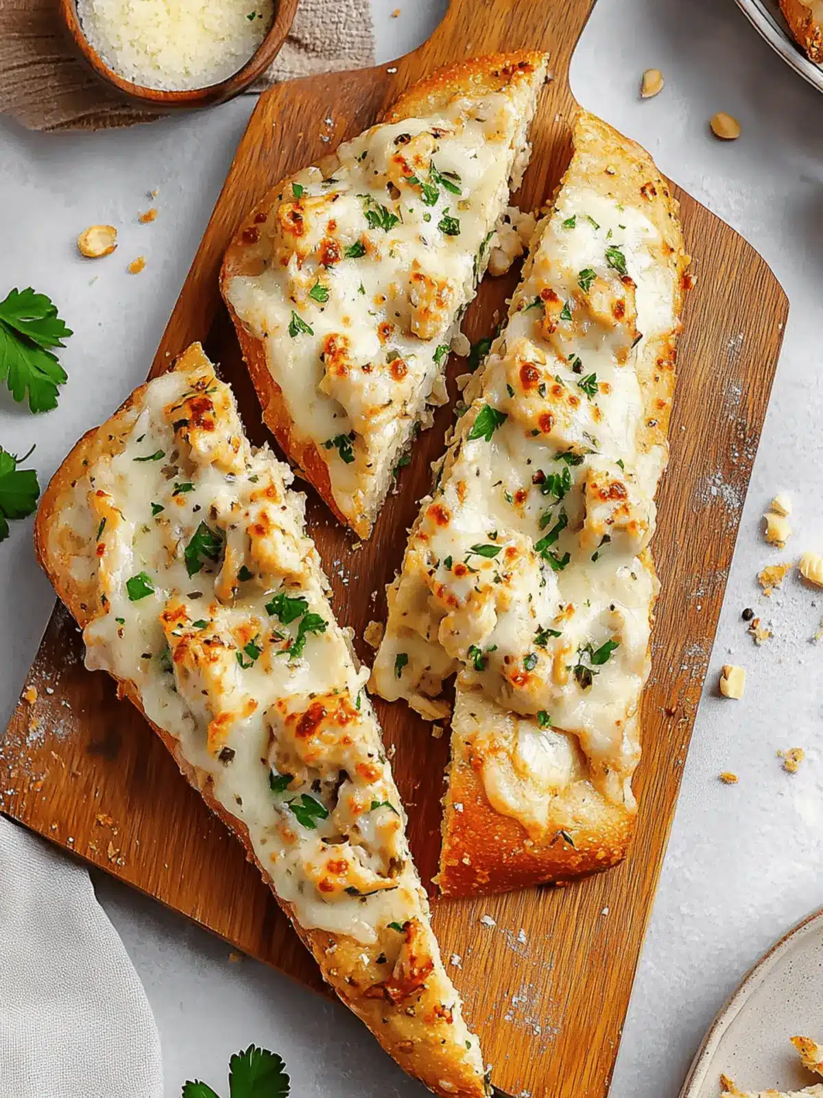 Savor the Crunch: Chicken Alfredo Garlic Bread Delight 3 Savor the Crunch: Chicken Alfredo Garlic Bread Delight