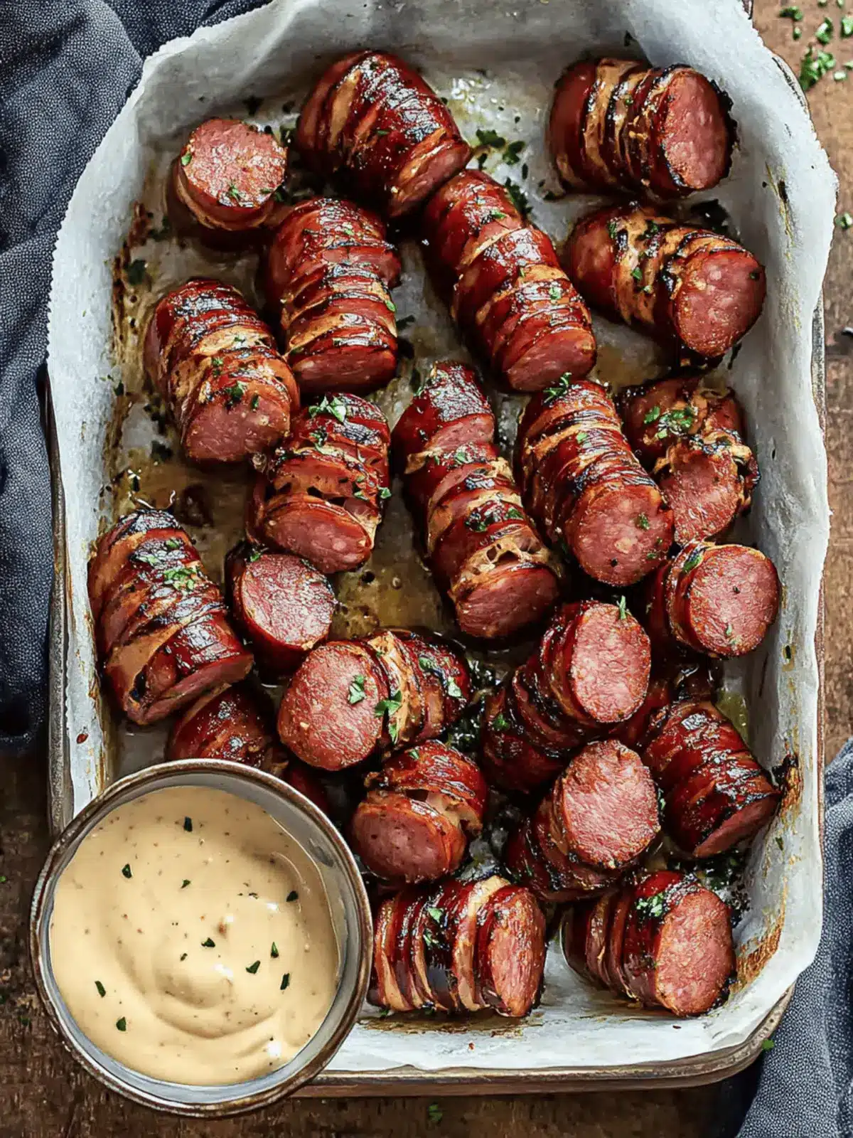 Mustard Hasselback Kielbasa Bites