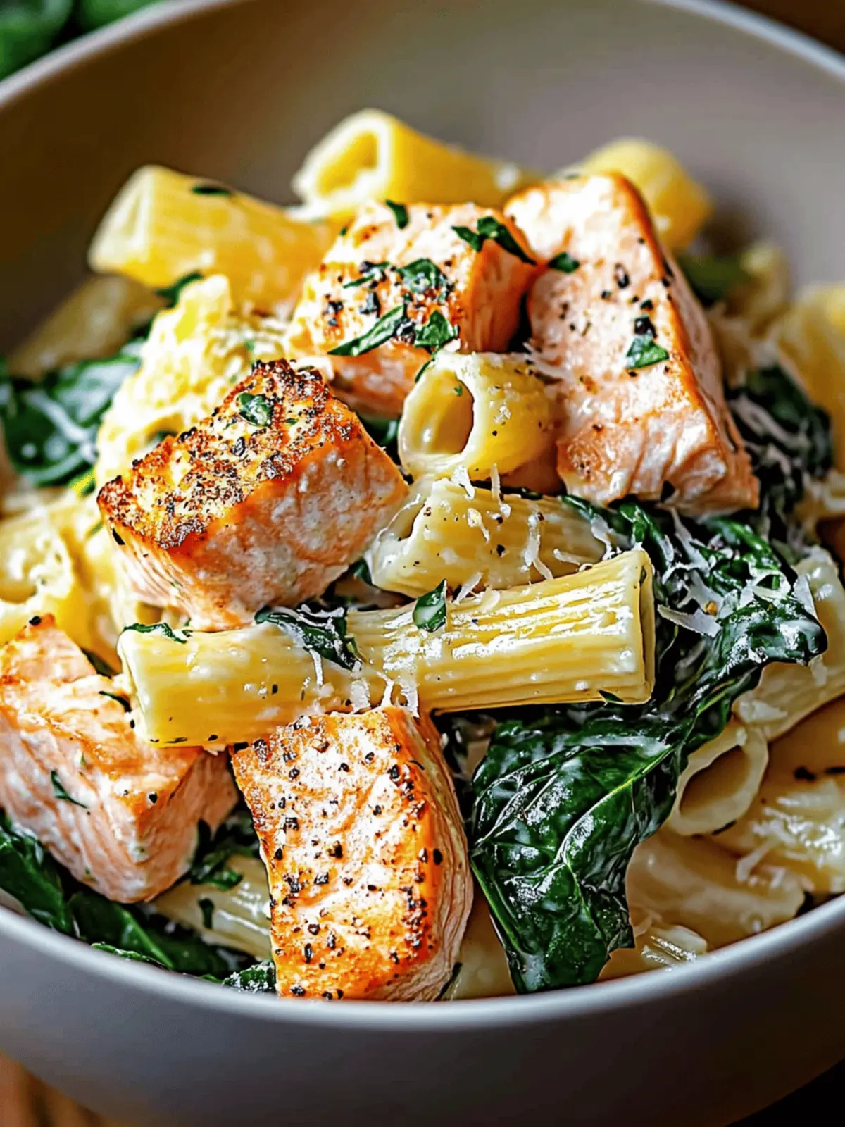 Salmon Spinach Pasta: Quick, Healthy Bliss for Busy Nights 2 Salmon Spinach Pasta