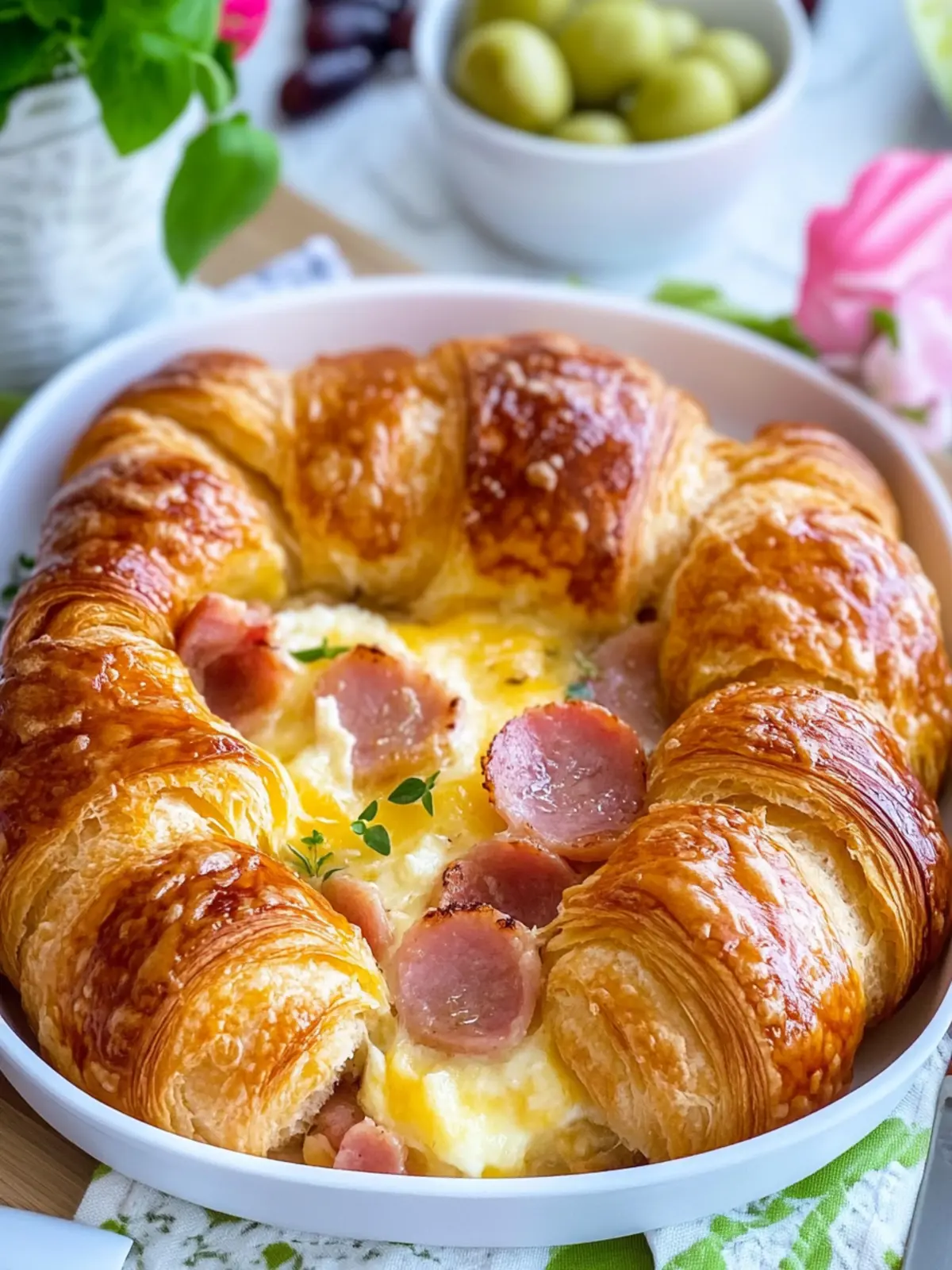 Ham and Cheese Croissant Breakfast