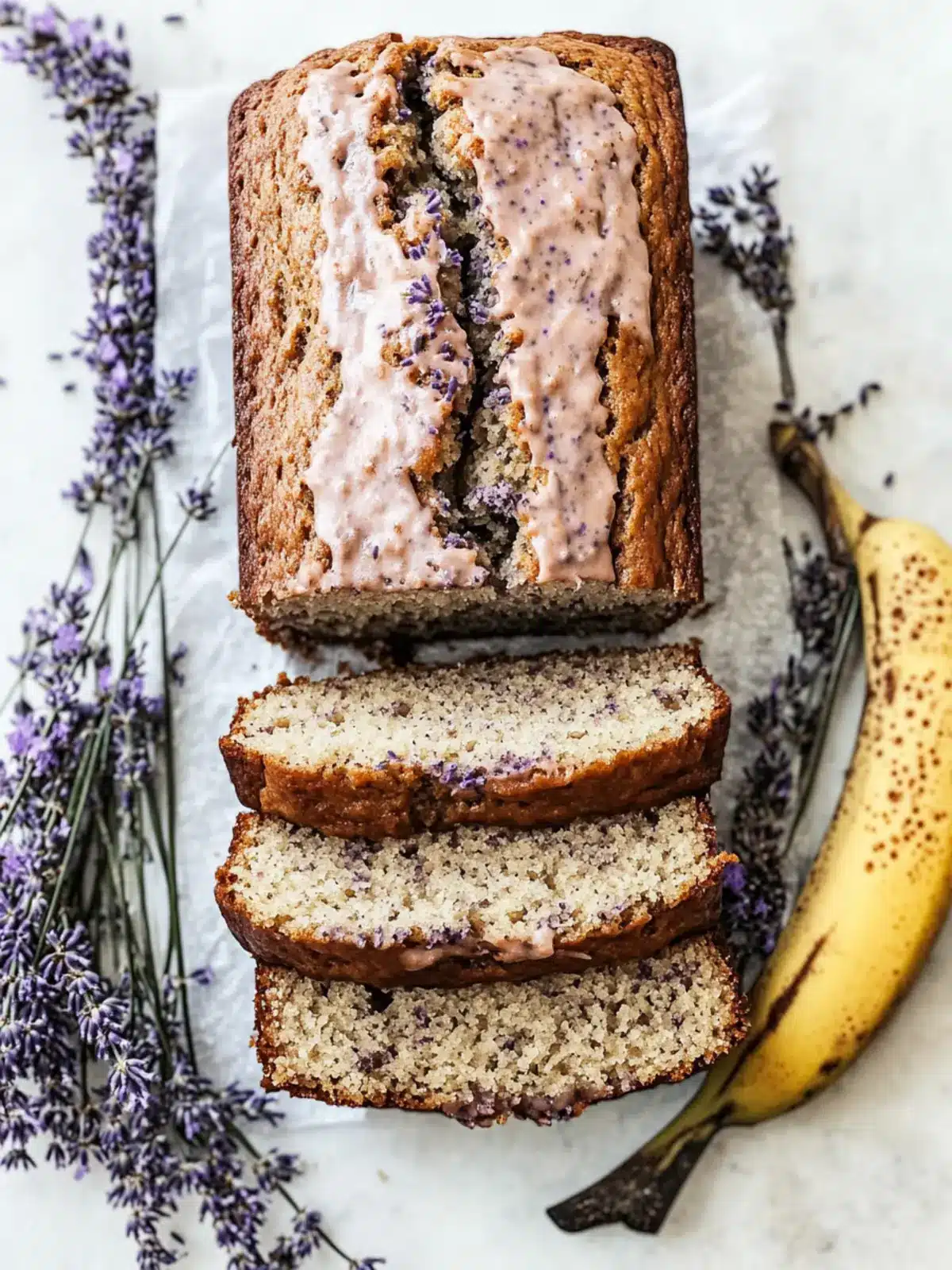 Irresistible Lavender Banana Bread with Floral Glaze Delight 2 Lavender Banana Bread