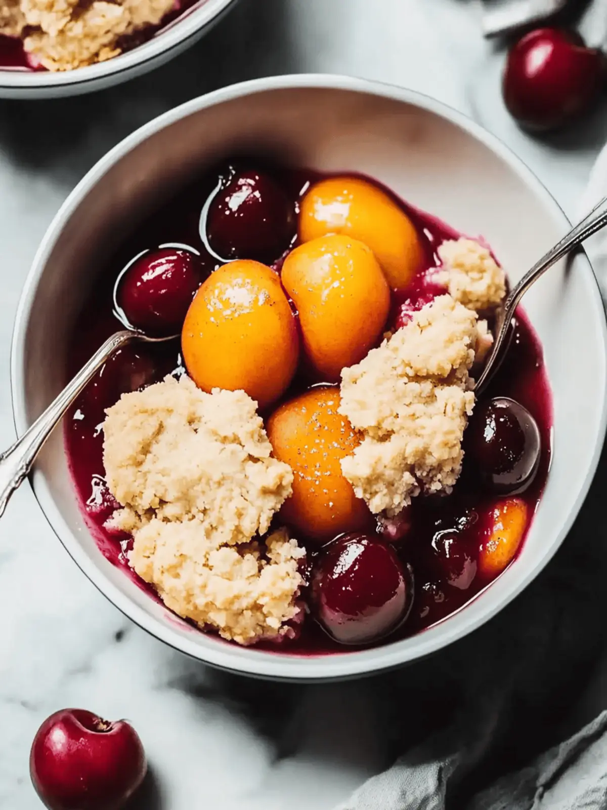 Cherry and Peach Cornmeal Cobbler