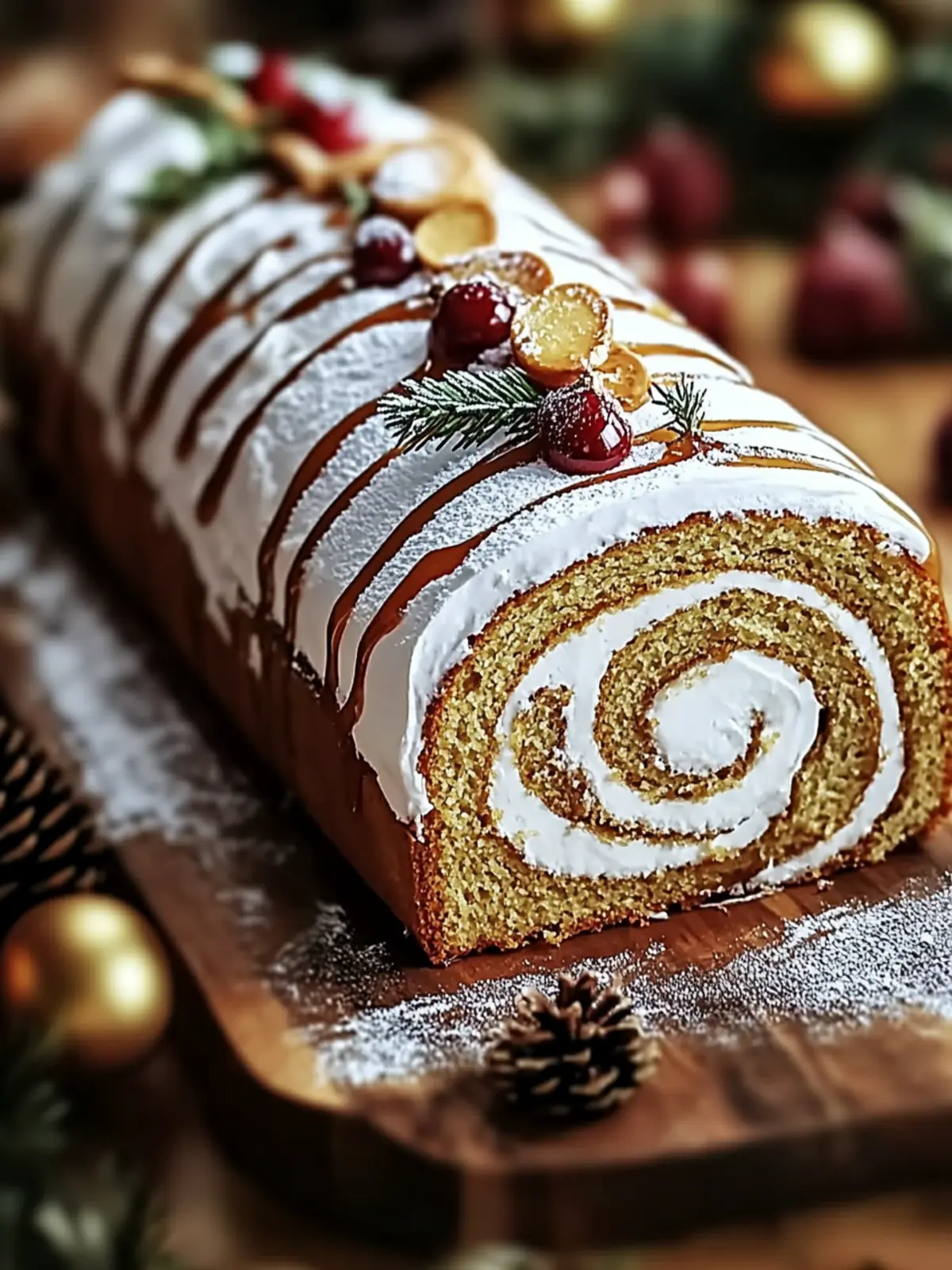 Ginger Bread Yule Log Cake